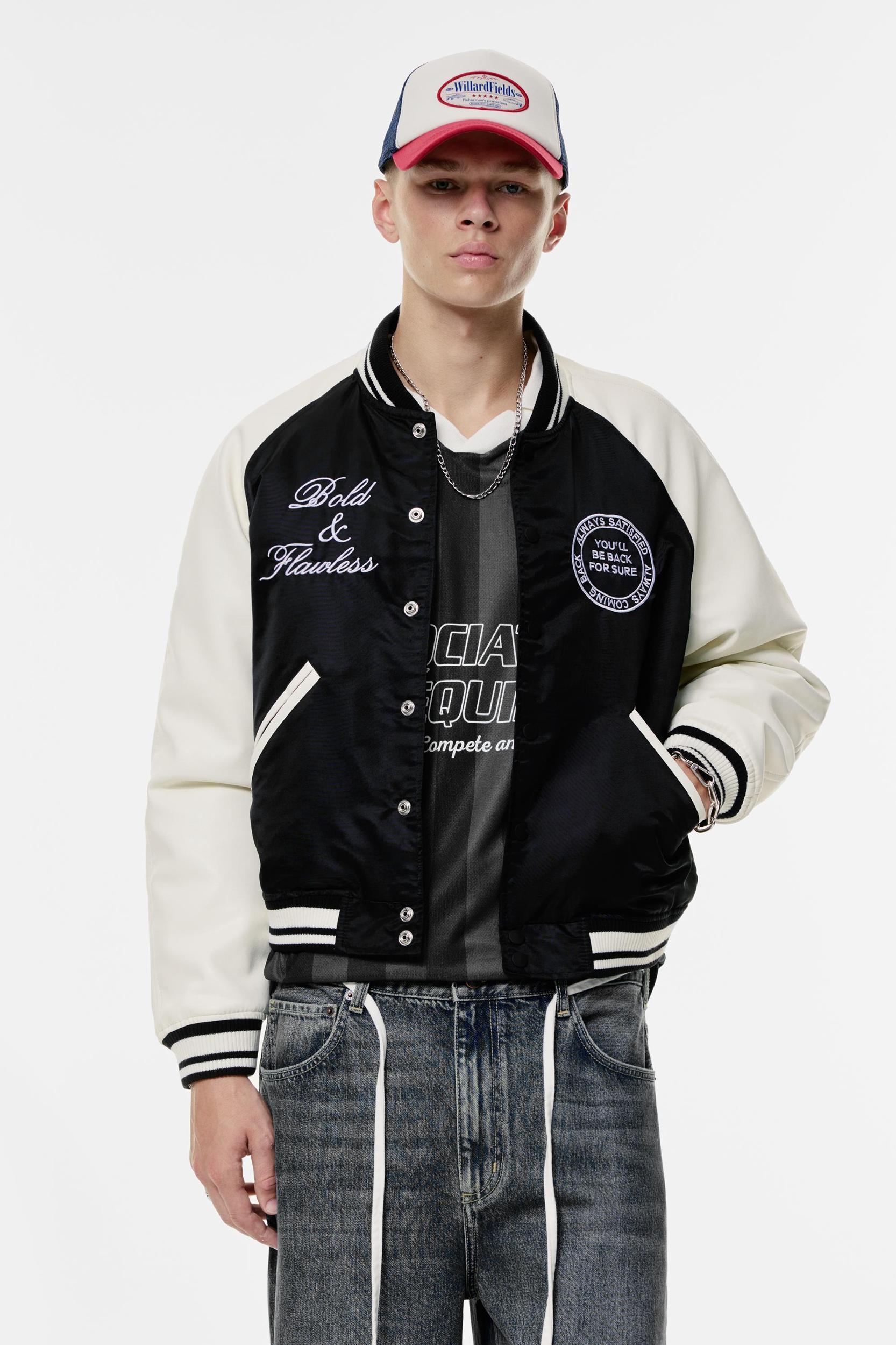 Embroidered varsity bomber jacket Product Image