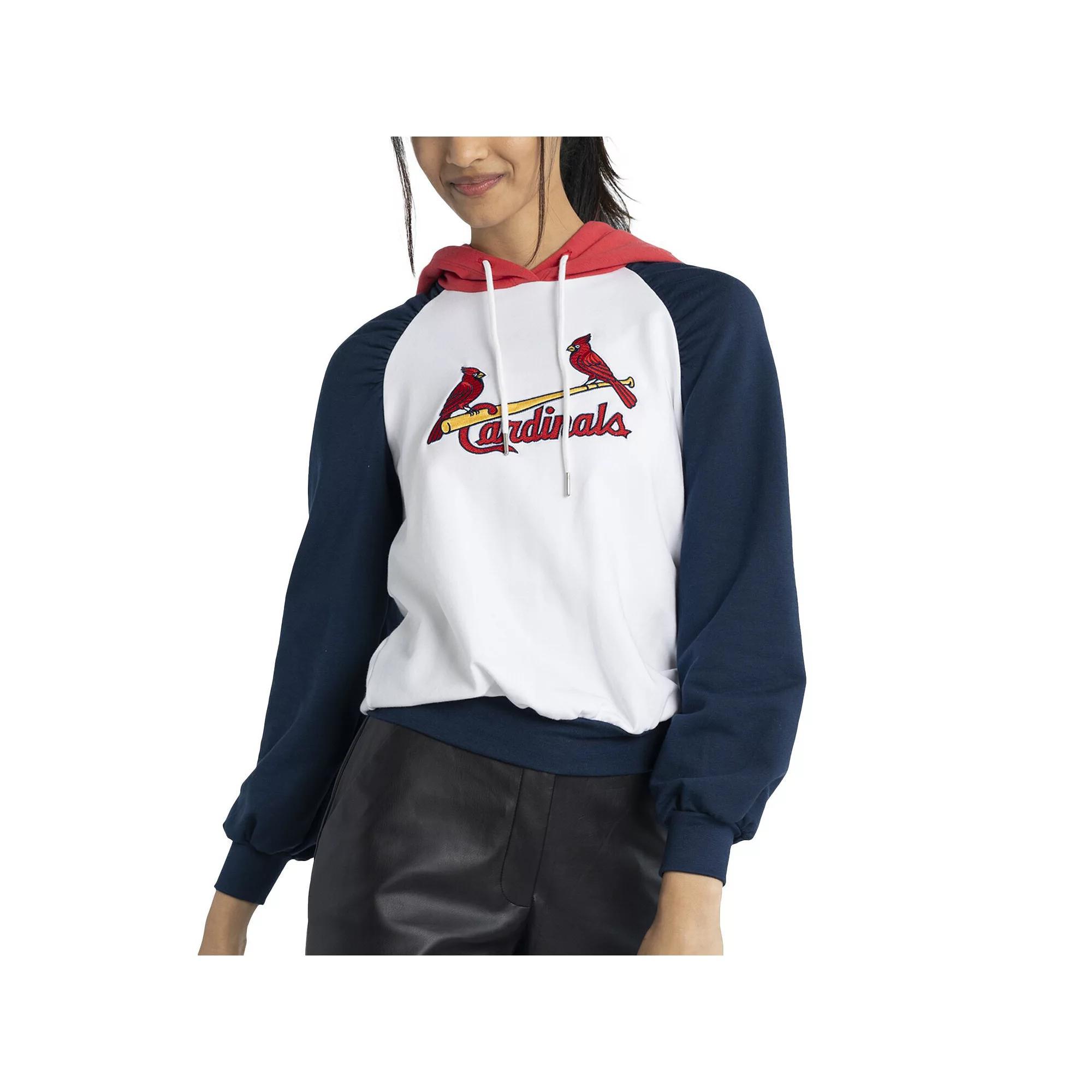 Women's Lusso White St. Louis Cardinals Marlowe Tri-Blend Raglan Pullover Hoodie, Size: 2XL Product Image
