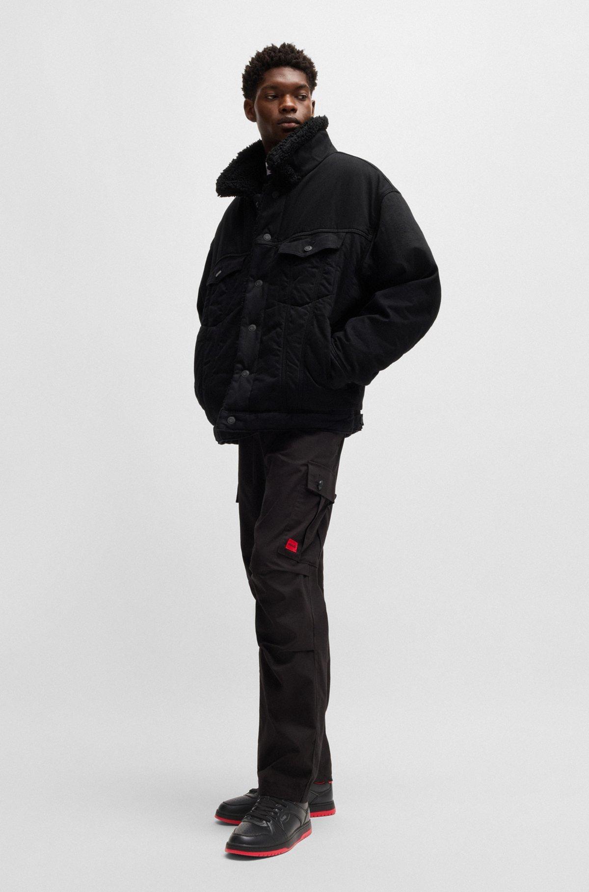HUGO - Faux-leather sneakers with contrasting details - Black Product Image