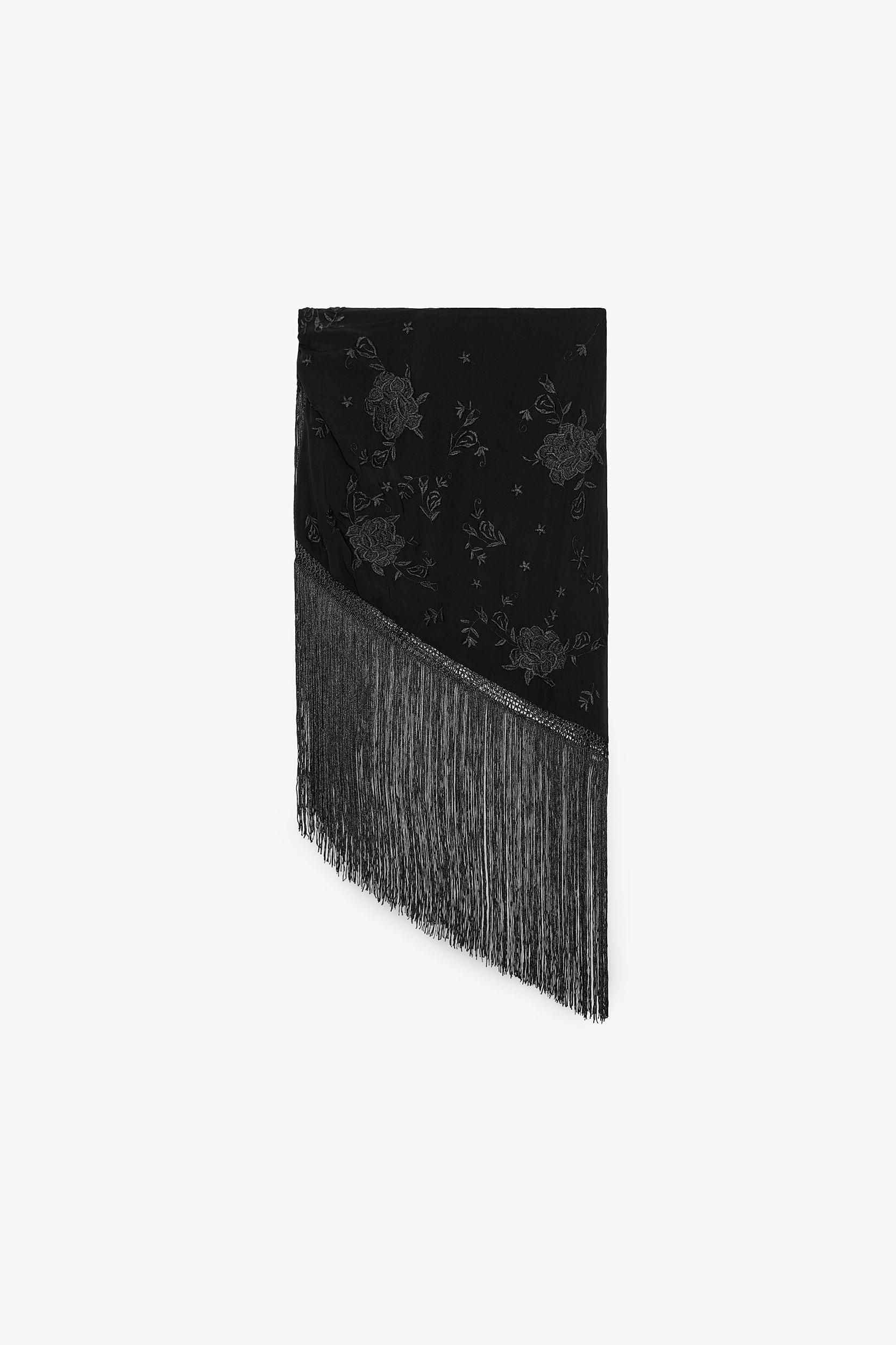FRINGED EMBROIDERED SKIRT Product Image