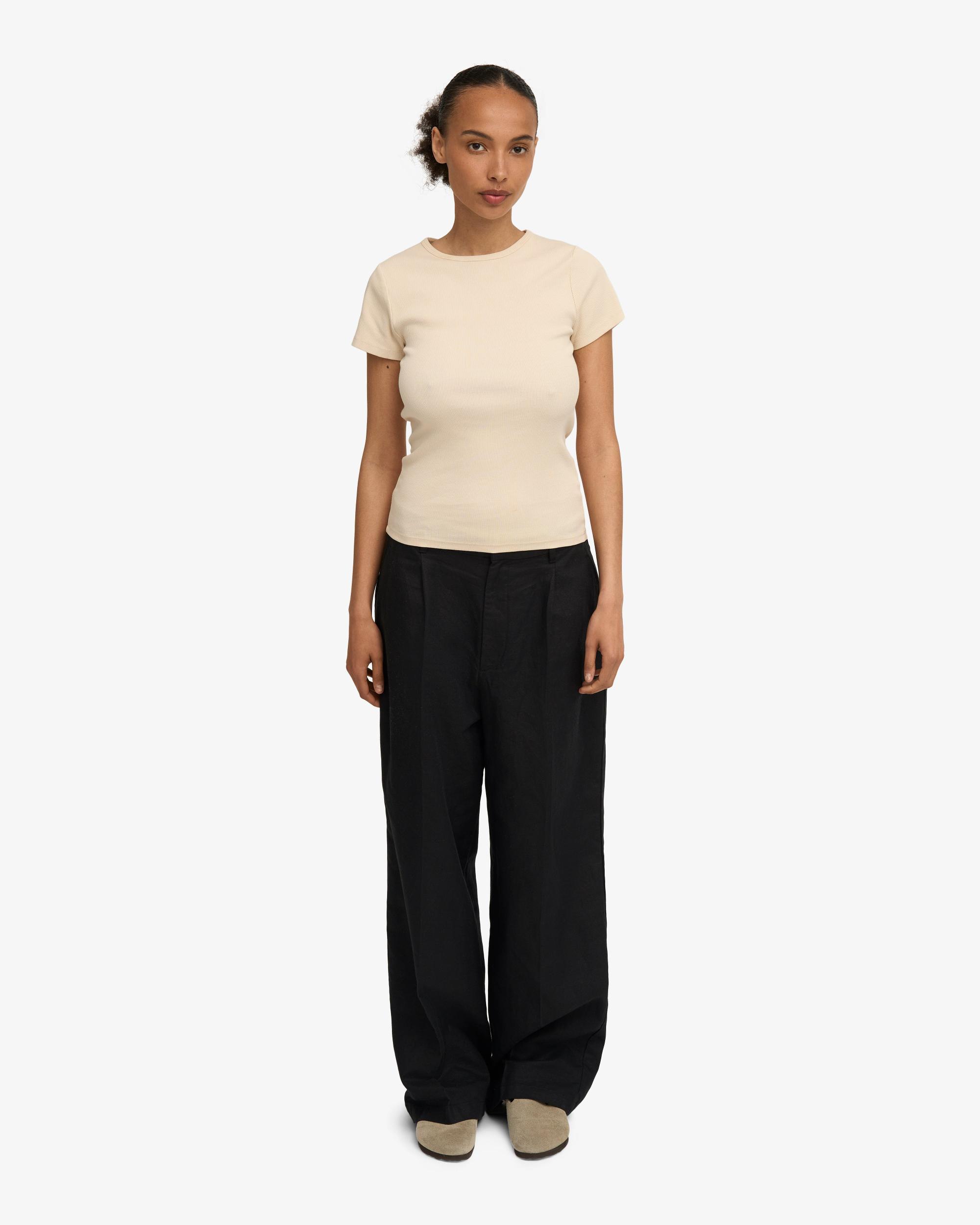 Organic Rib T-Shirt - Ivory White Product Image