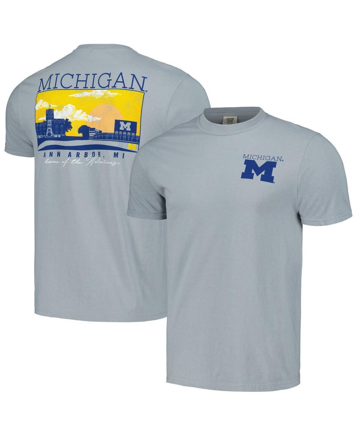 Men's Gray Michigan Wolverines Campus Scene Comfort Colors T-Shirt, Size: Large, Grey Product Image