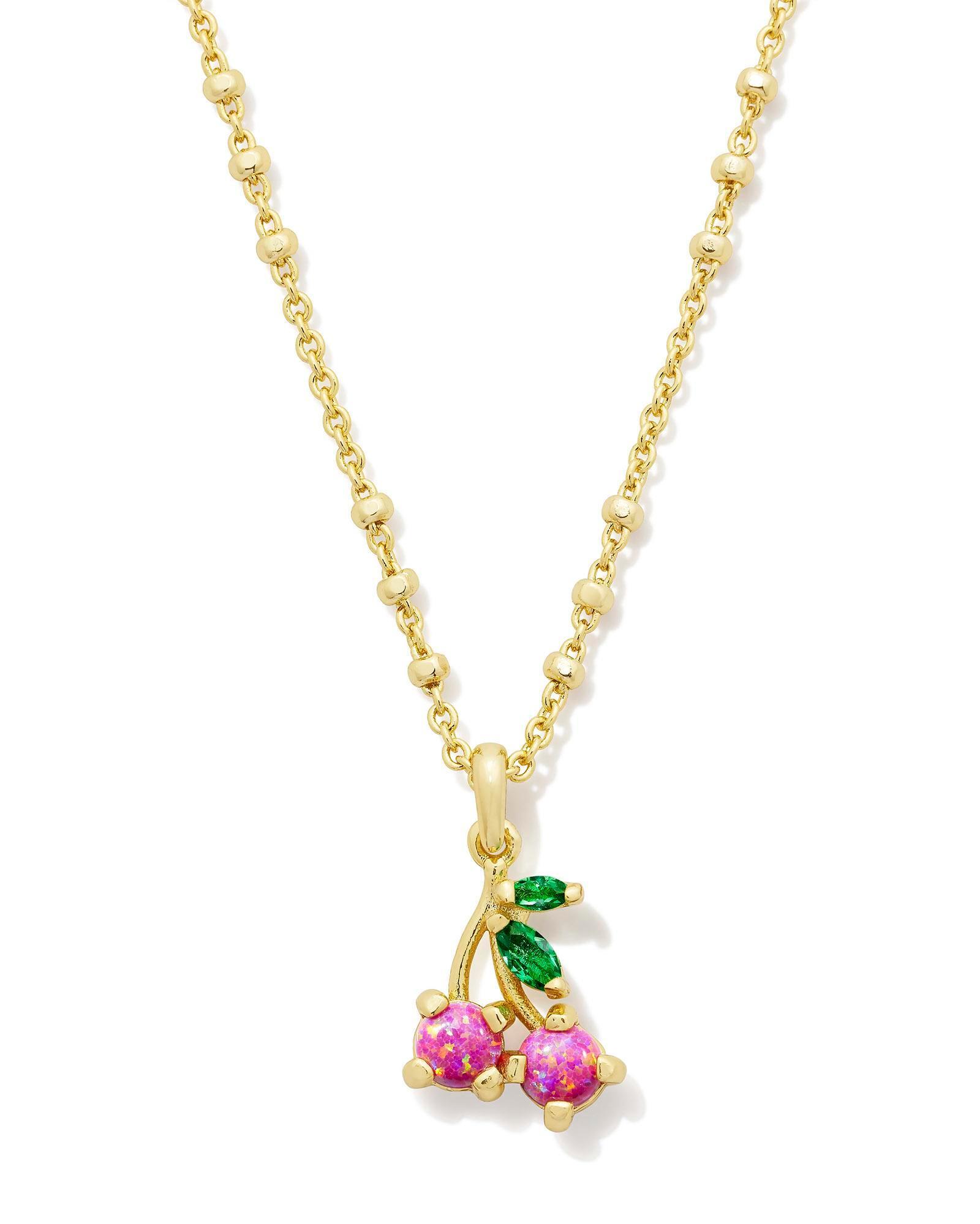 Cherry Gold Huggie Earrings in Berry Kyocera Opal Product Image