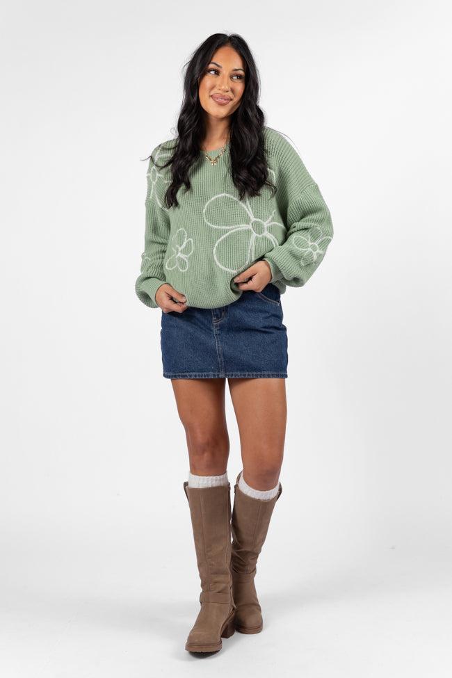 Hold My Hand Sage Floral Sweater FINAL SALE Product Image