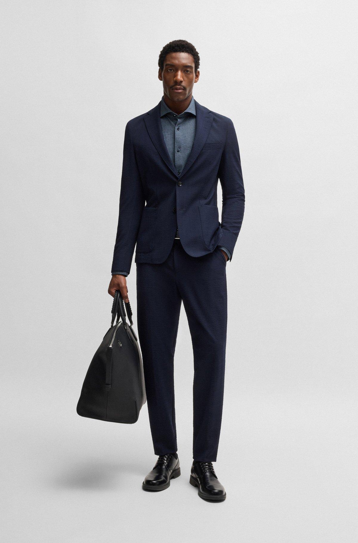 Casual-fit shirt in micro-check stretch cotton Product Image
