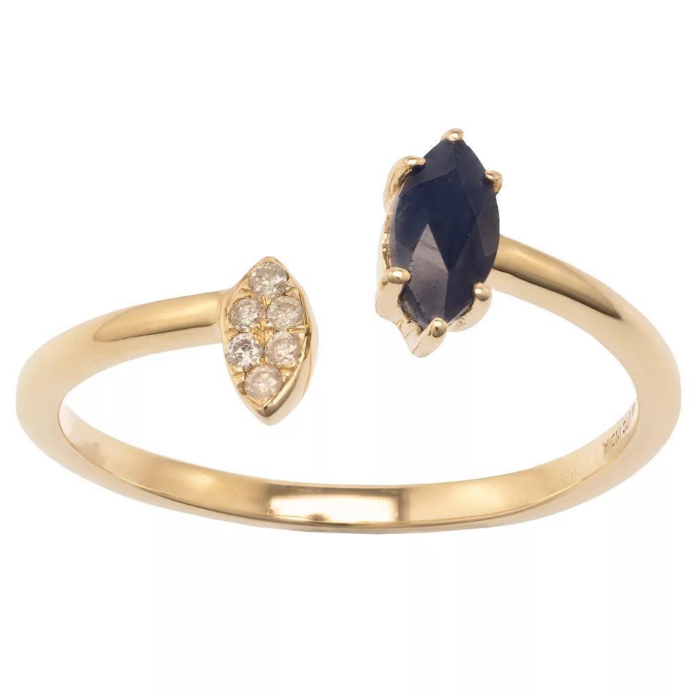 Gemistry 14k Gold Blue Sapphire & White Topaz Open Marquise Ring, Women's, Size: 6 Product Image