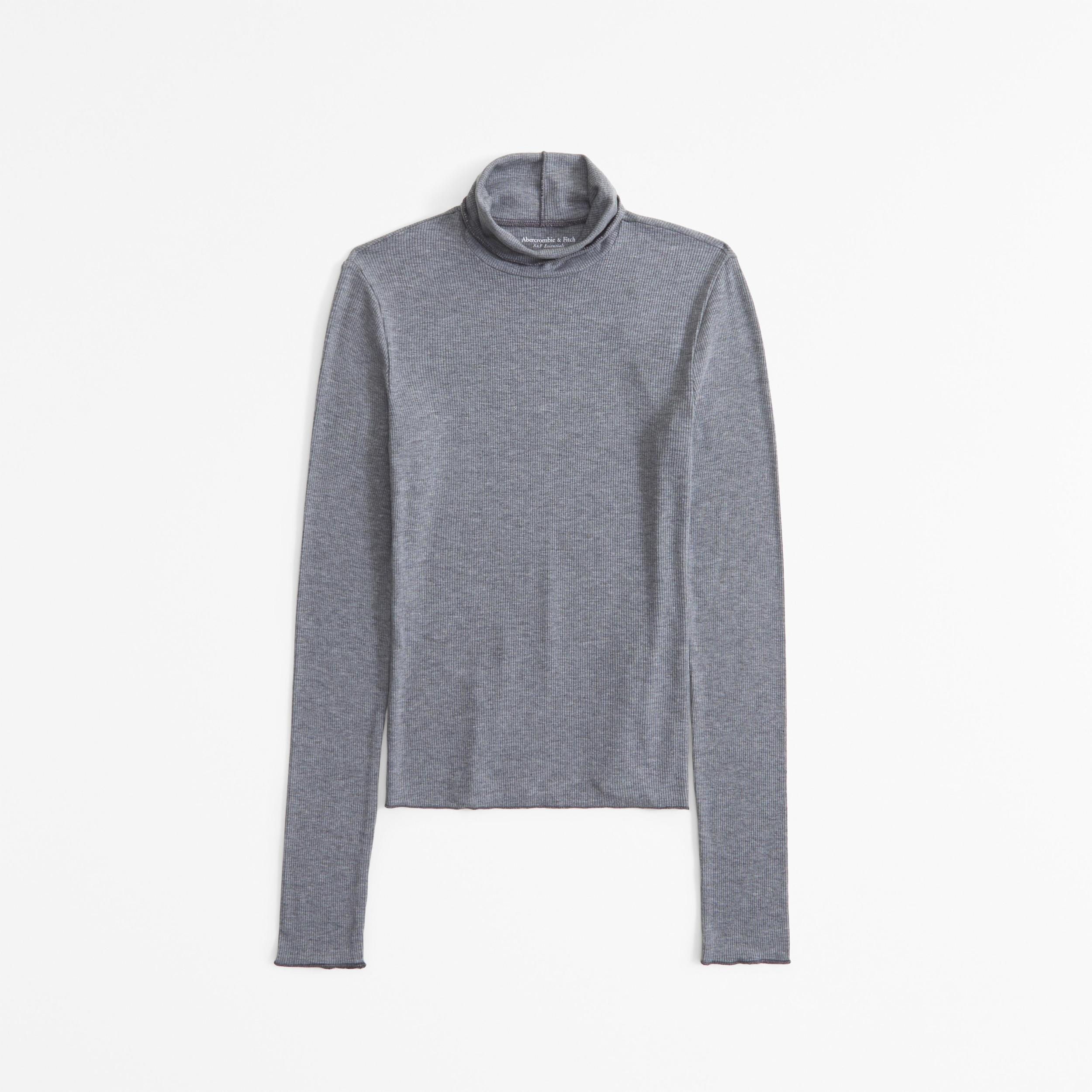 Long-Sleeve Featherweight Rib Tuckable Mockneck Top Product Image