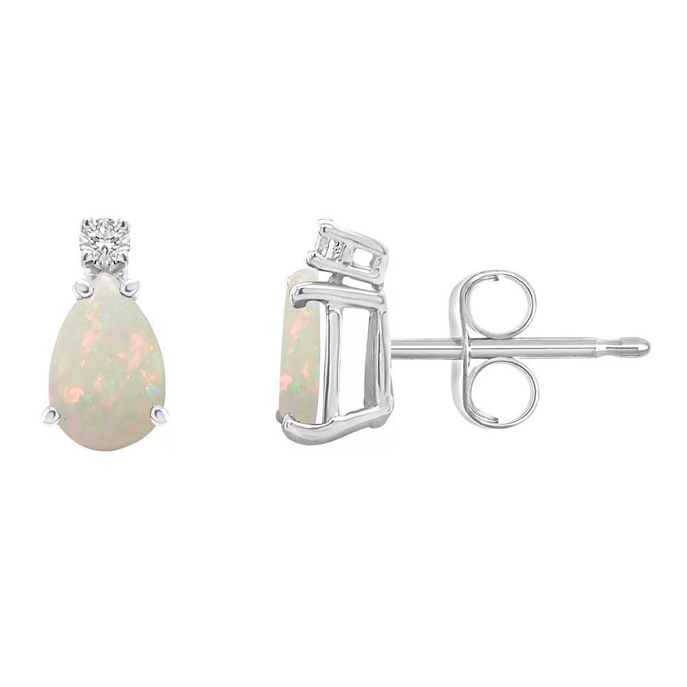Celebration Gems 14k White Gold Gemstone & Diamond Accent Stud Earrings, Women's Product Image