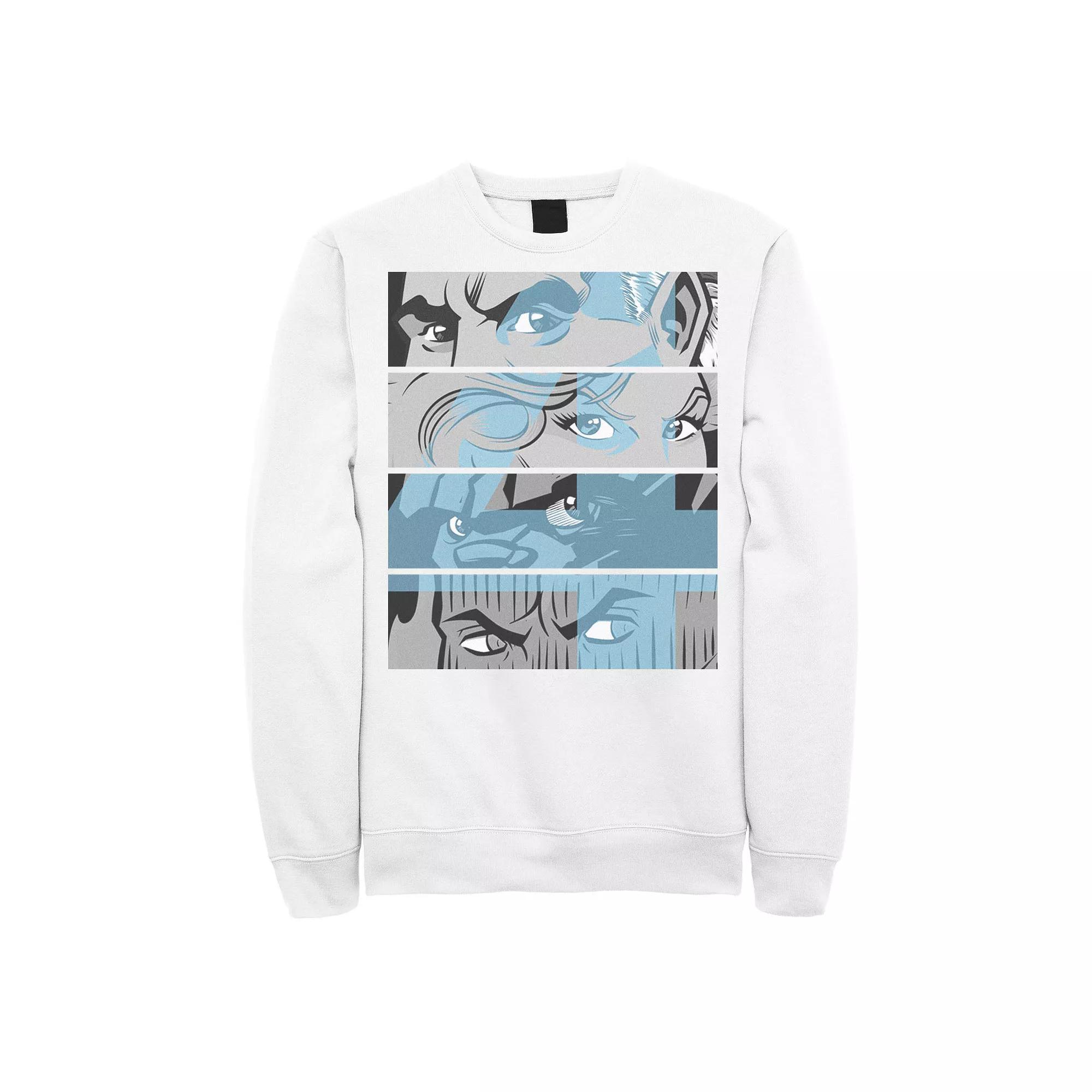 Men's Marvel Fantastic Four Group Shot Eyes Panel Sweatshirt, Size: 3XL, White Product Image