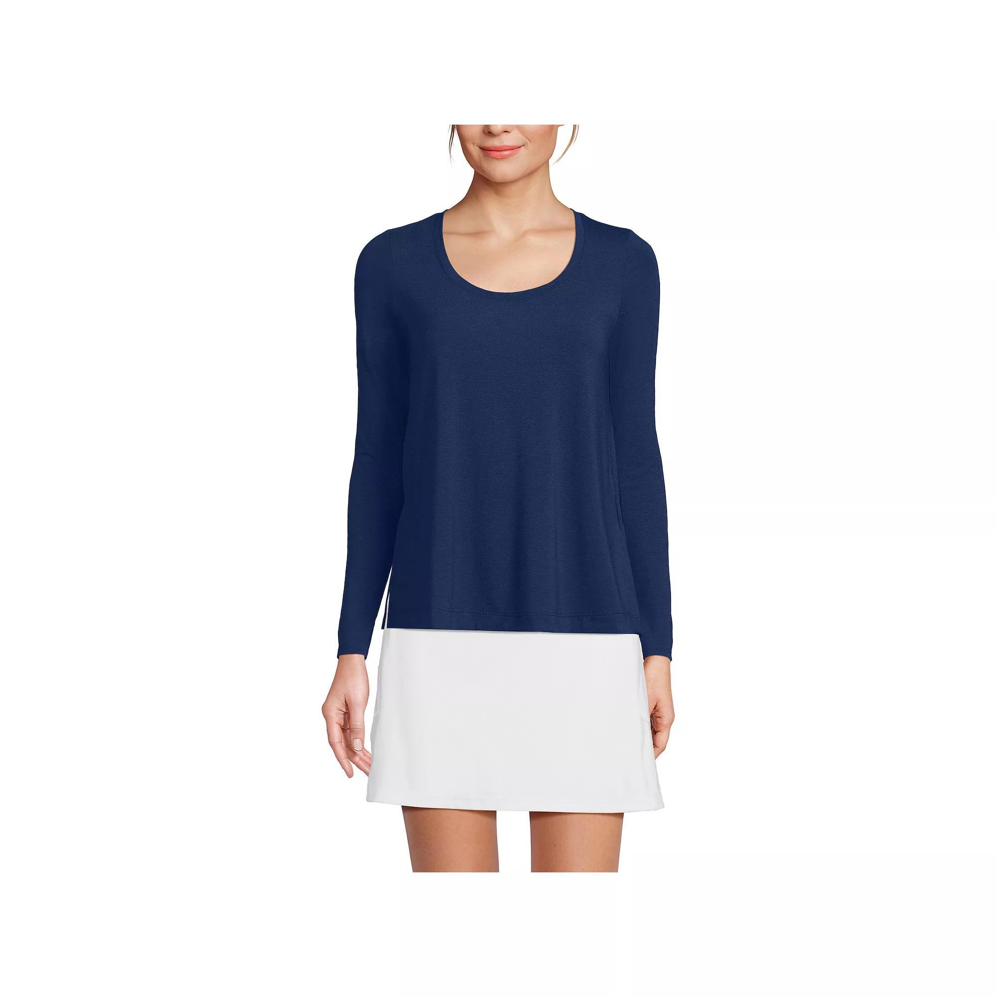 Women's Lands' End Power Performance Long Sleeve Scoopneck T-Shirt, Size: Large, Julep Phlox Floral Product Image