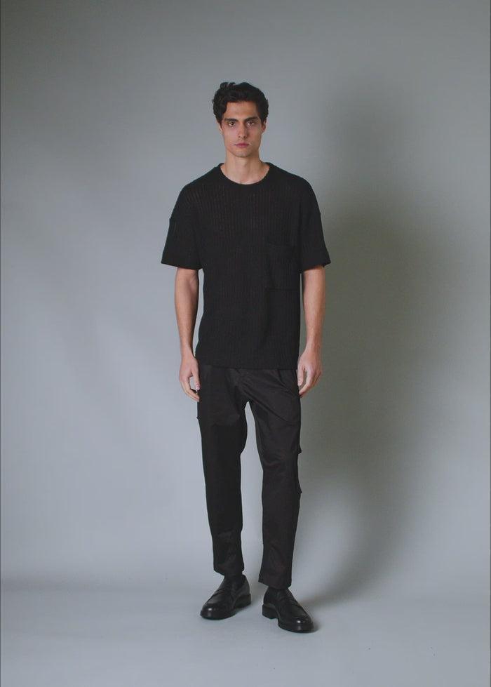 Black Open Weave Tee Product Image