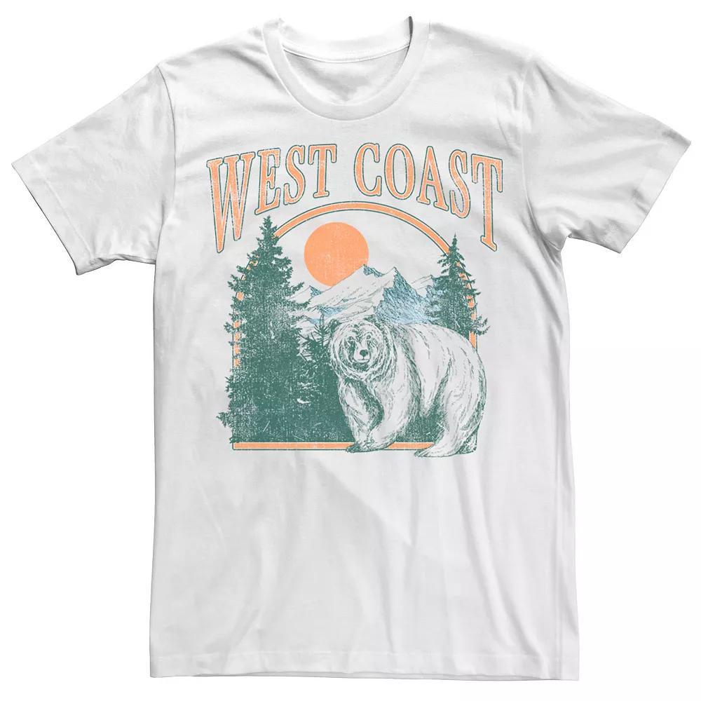 Men's West Coast Grizzly Bear Forest Landscape Tee, Size: Large, White Product Image