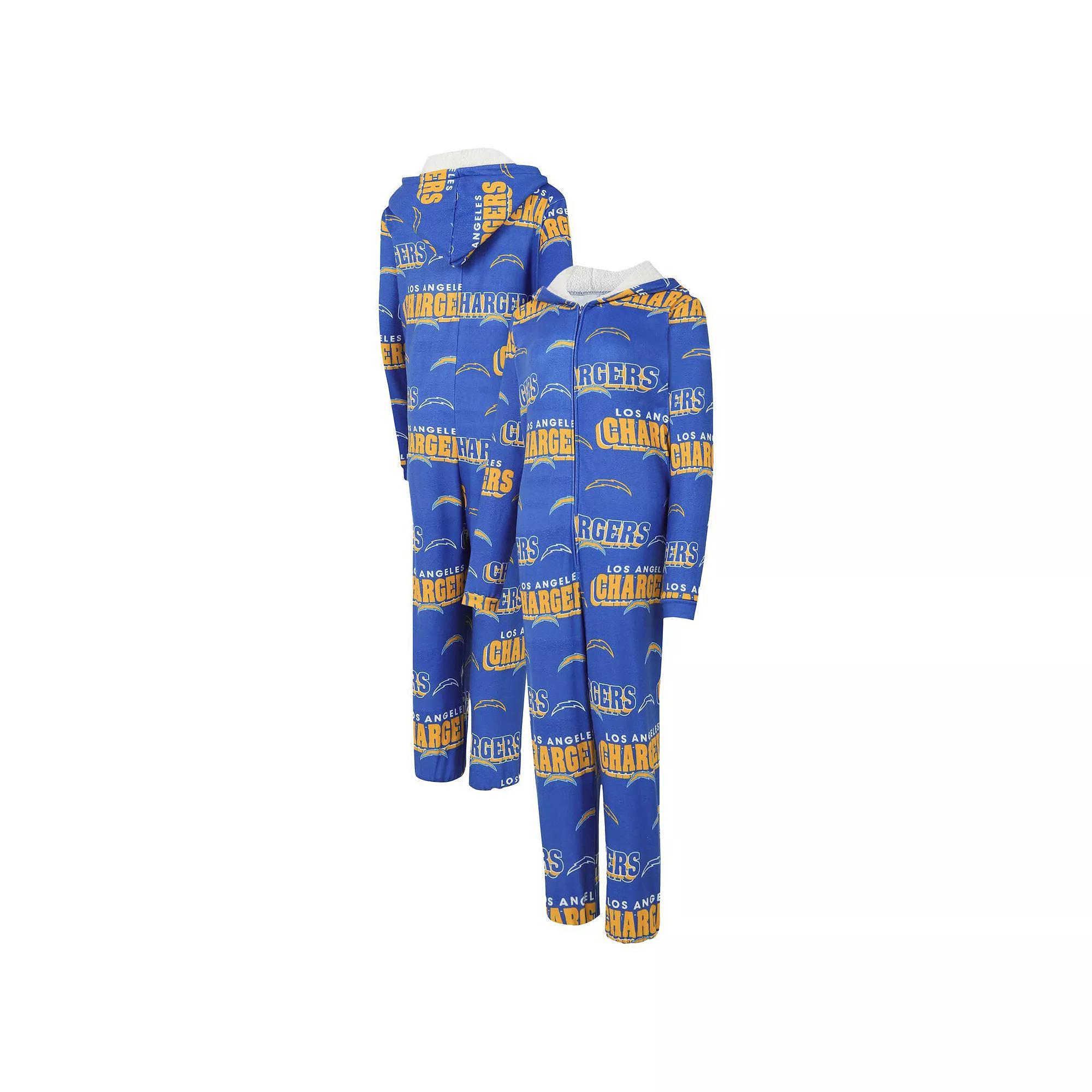Women's Concepts Sport Powder Blue Los Angeles Chargers Roadway Allover Print Microfleece Full-Zip Union Suit, Size: XL, Light Product Image