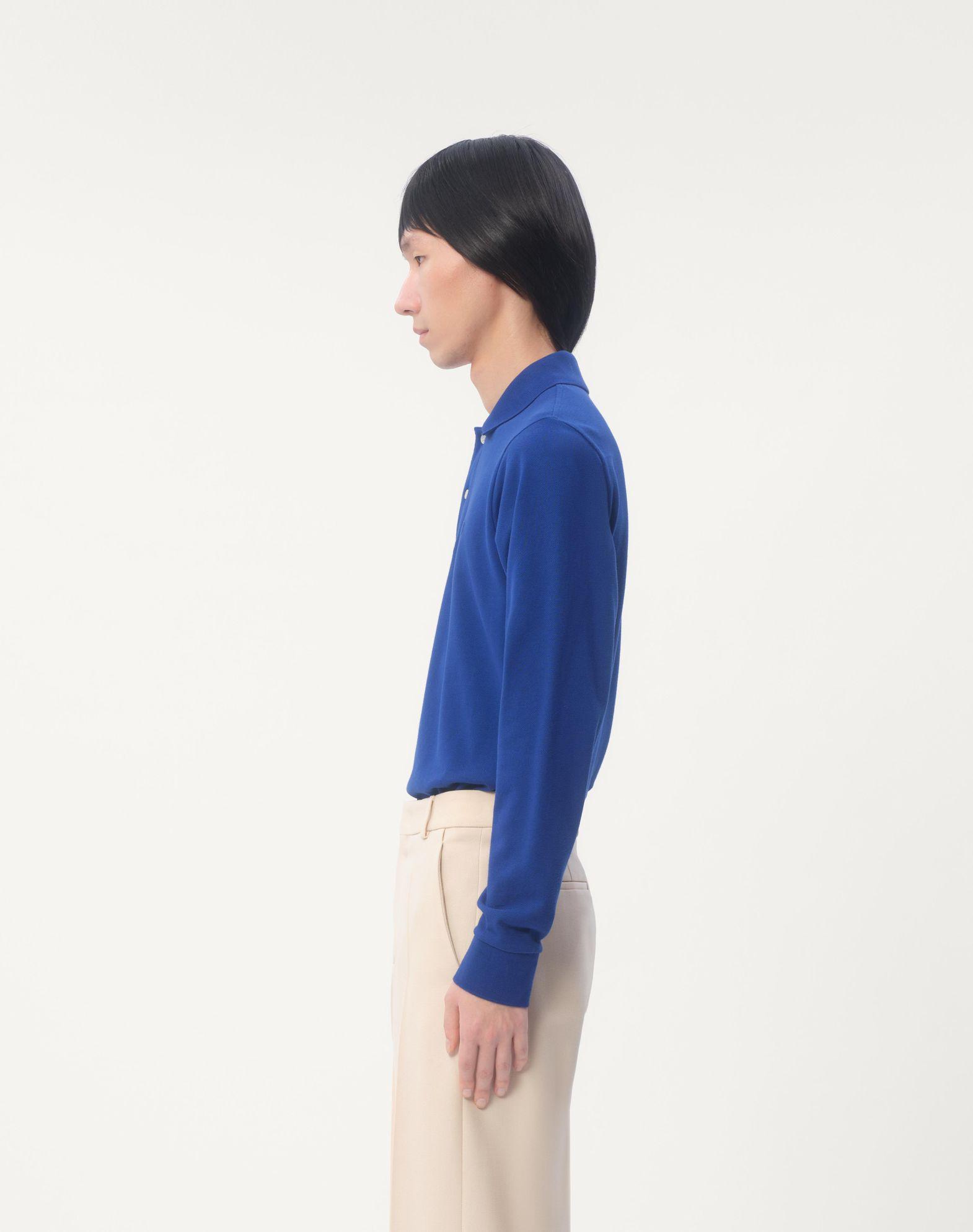 Long-Sleeved Cotton Piqué Polo Shirt With Vlogo Embroidery Product Image