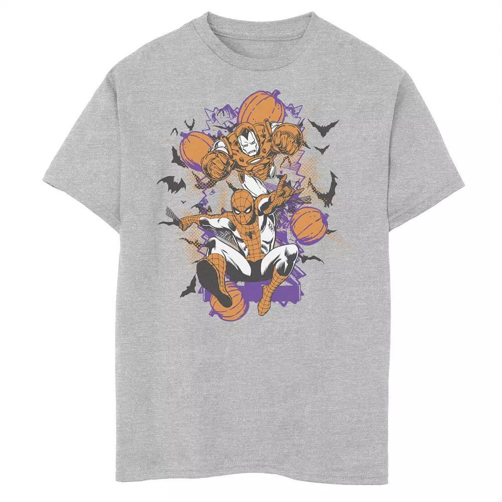 Boys 8-20 Marvel Iron Man & Spider-Man Halloween Graphic Tee, Boys Athletic Grey Product Image