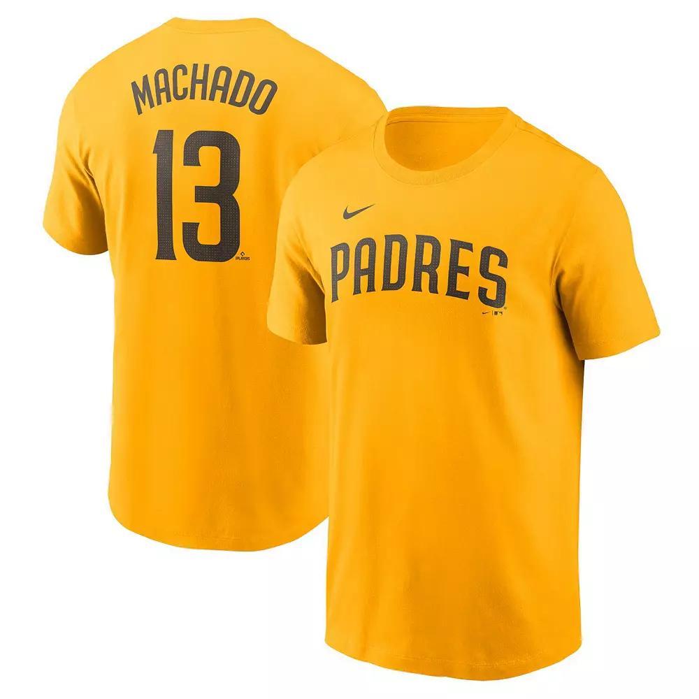 Men's Nike Manny Machado Gold San Diego Padres Fuse Name & Number T-Shirt, Size: XL Product Image