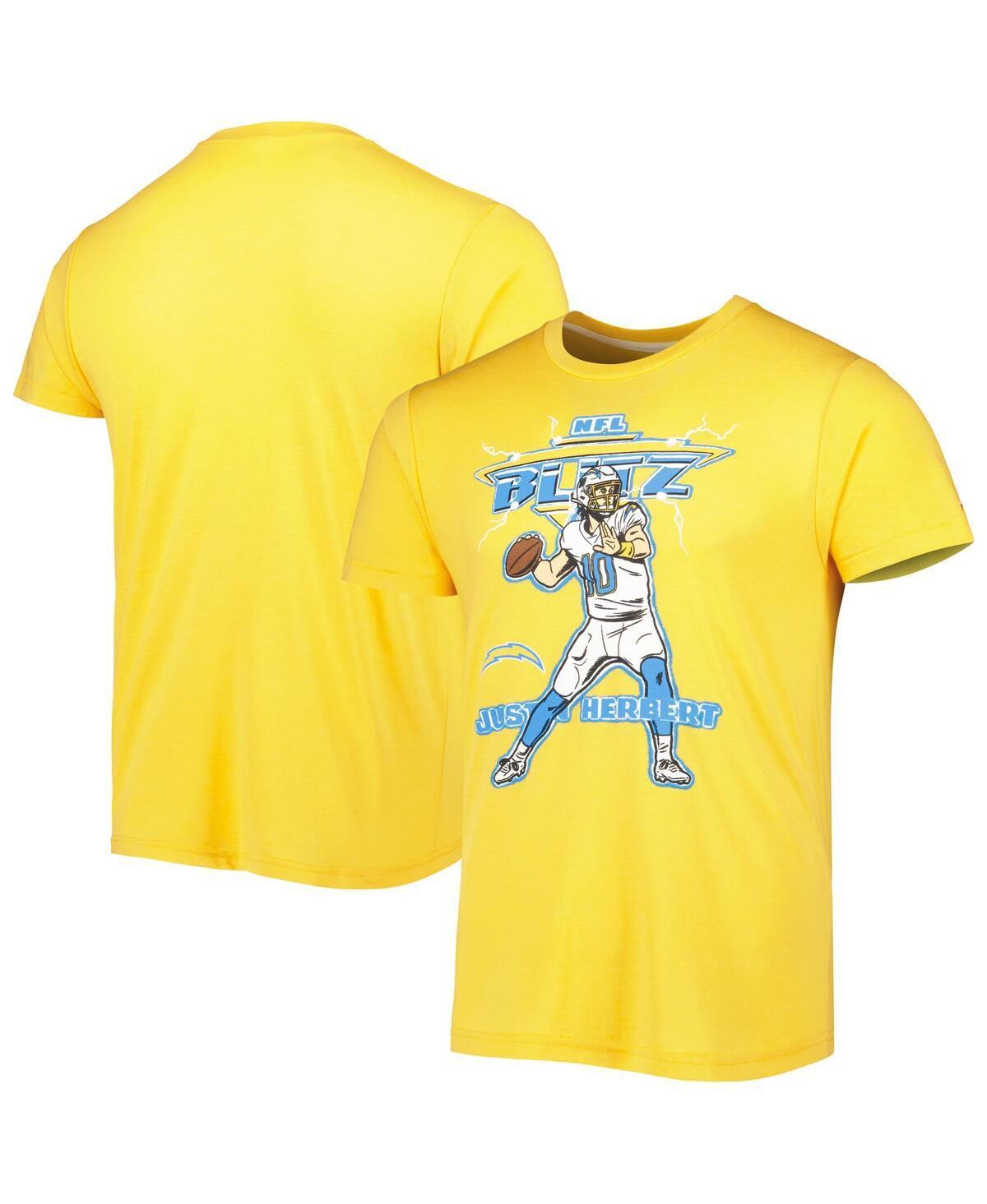 Men's Homage Justin Herbert Heathered Gold Los Angeles Chargers NFL Blitz Player Tri-Blend T-Shirt, Size: Small Product Image