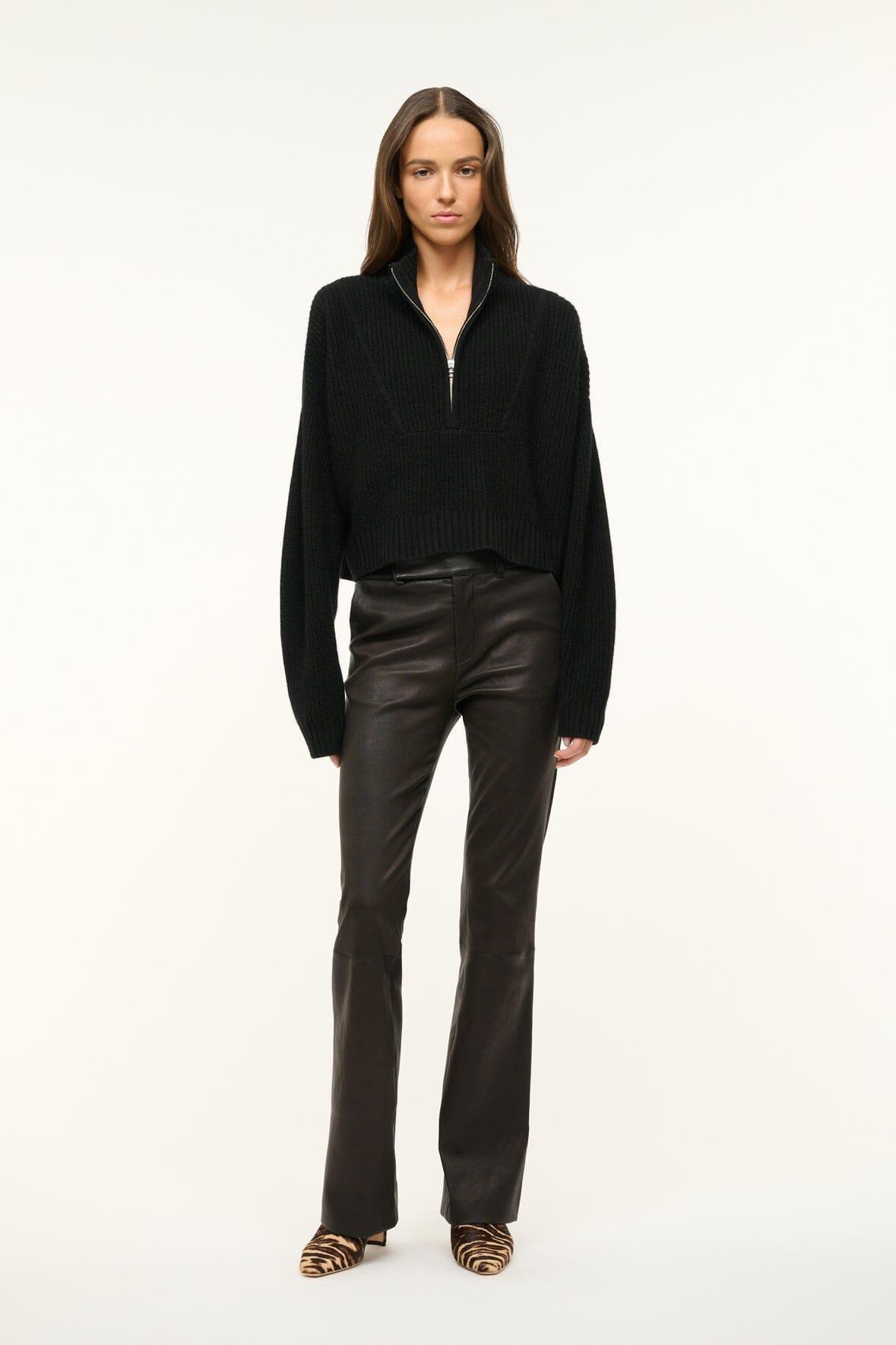 CASHMERE CROPPED HAMPTON SWEATER | BLACK Product Image