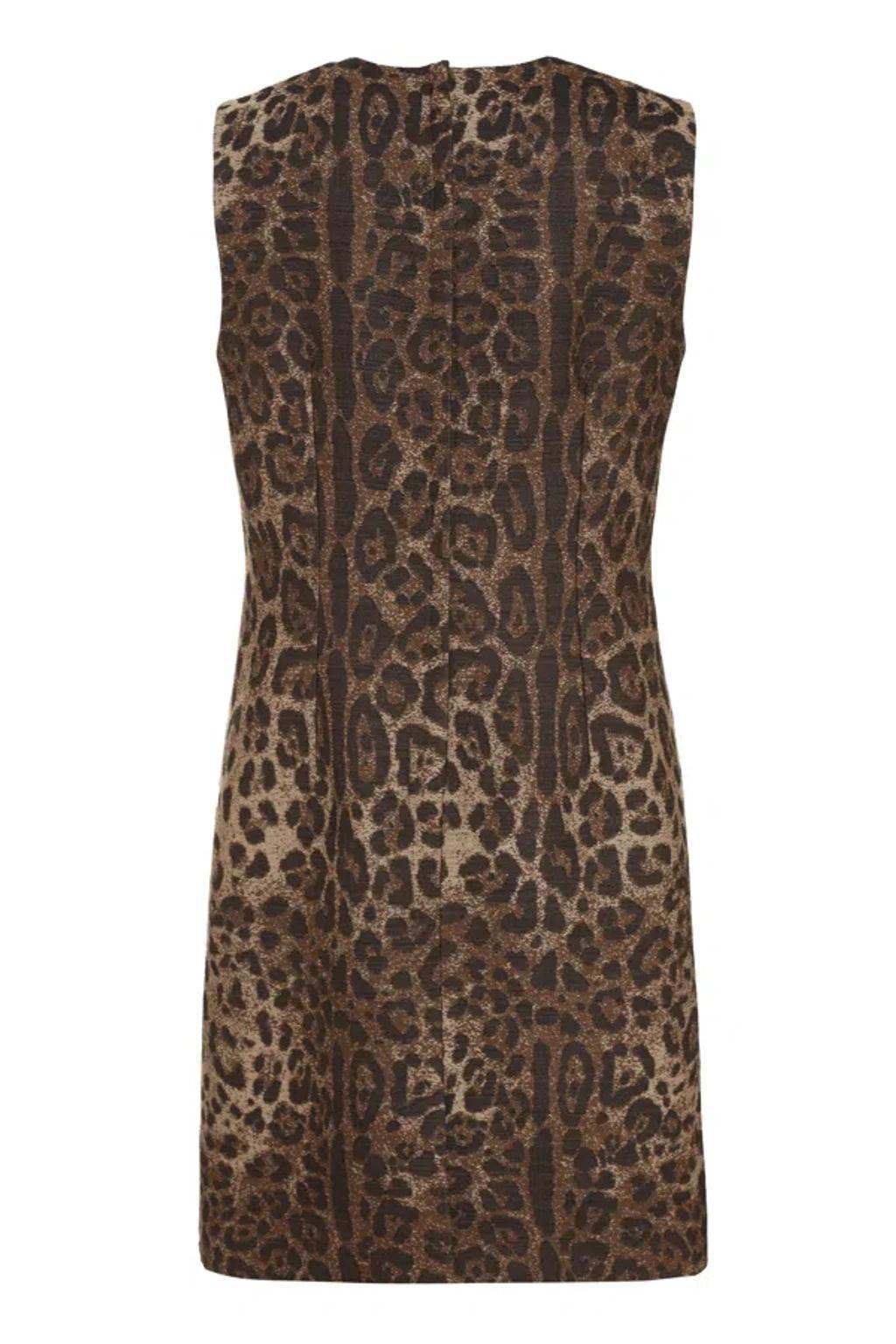 DOLCE & GABBANA Leopard Print Midi Dress In Brown Product Image