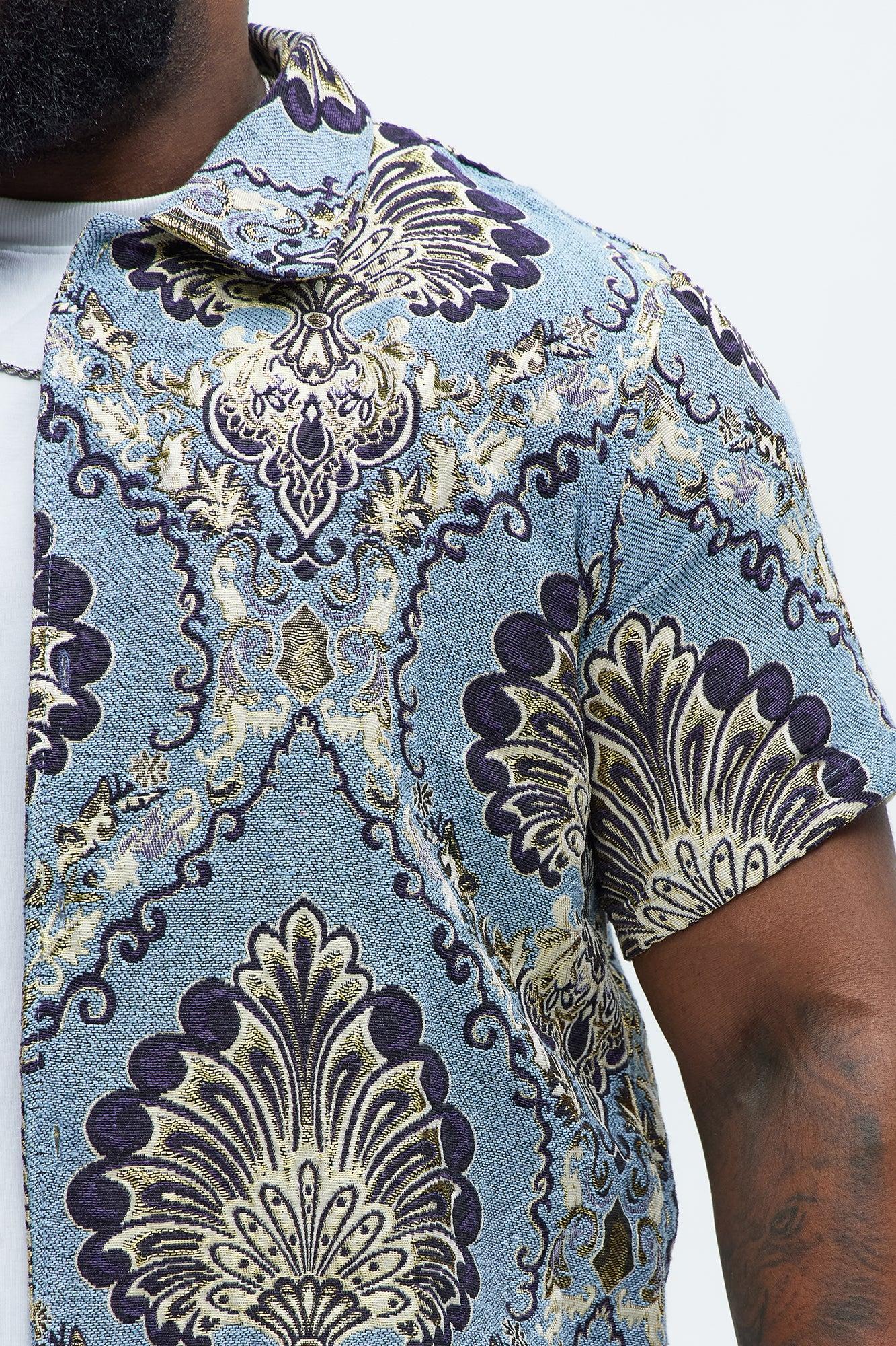 Highland Tapestry Short Sleeve Button Up Shirt - Blue/combo Product Image