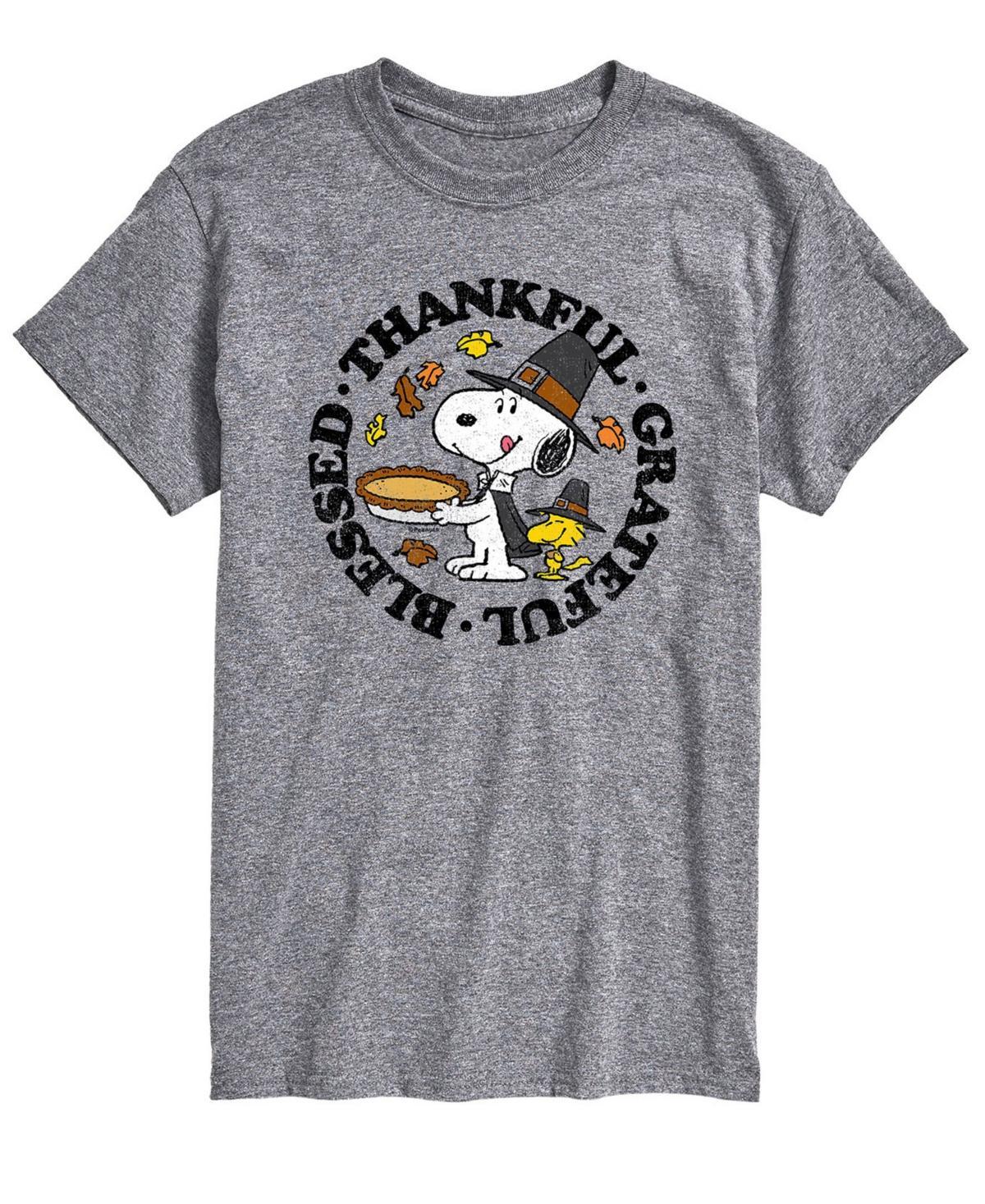 Men's Peanuts Thankful Grateful Blessed Tee, Size: XS, Gray Product Image