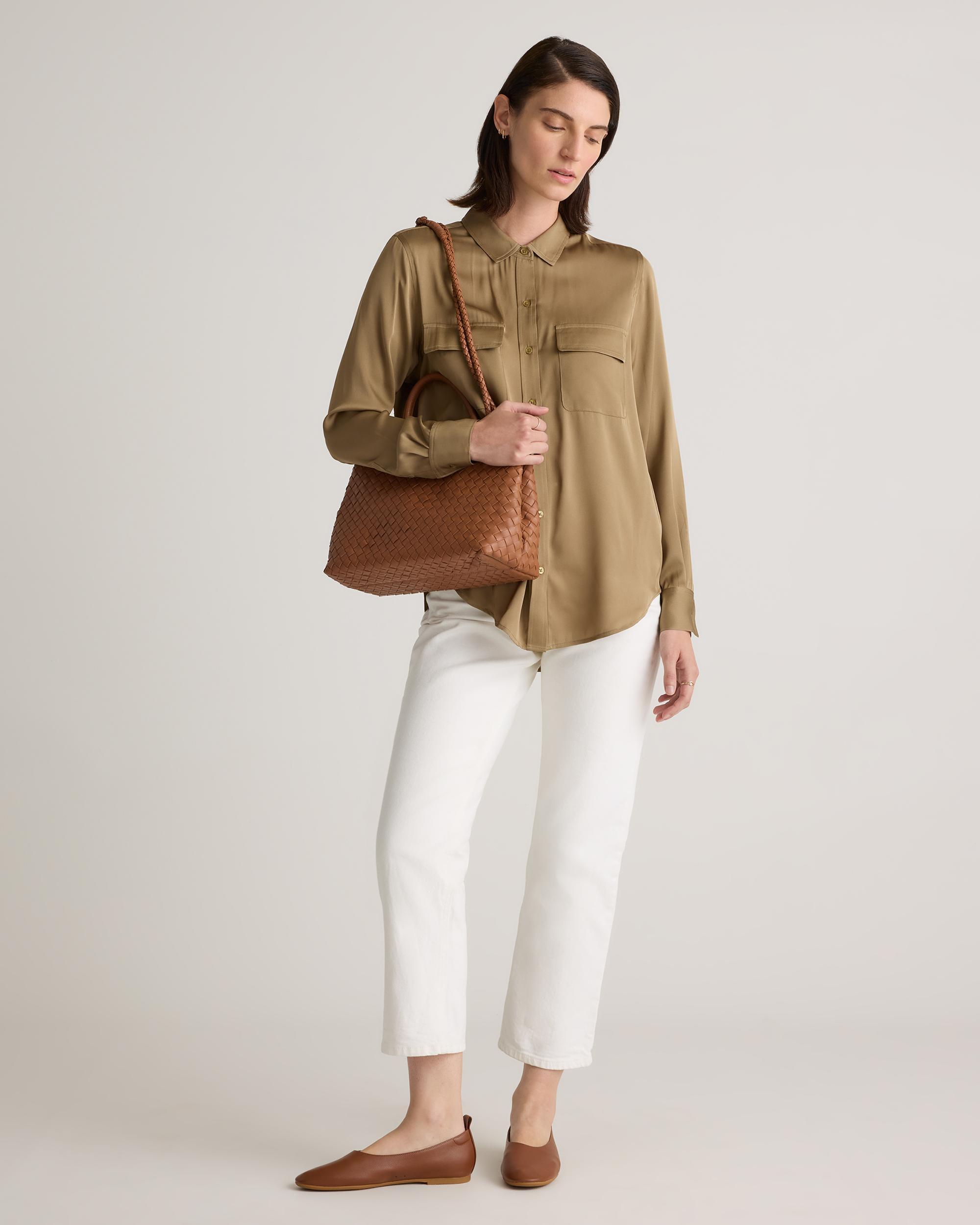 Quince | Women's Washable Stretch Silk Utility Long Sleeve Blouse Product Image