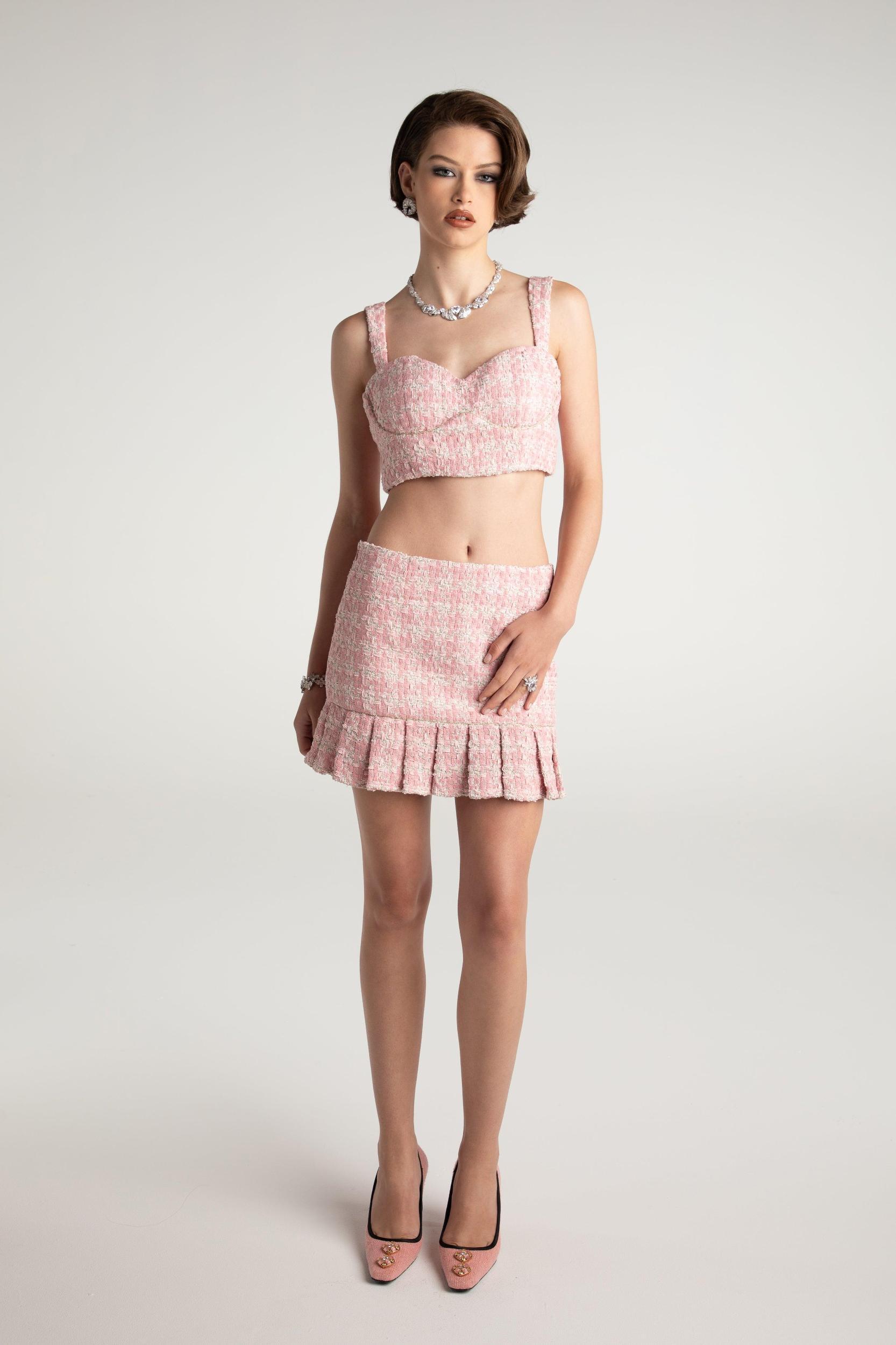 Chelsea Tweed Skirt Set  (Pink) (Final Sale) Product Image
