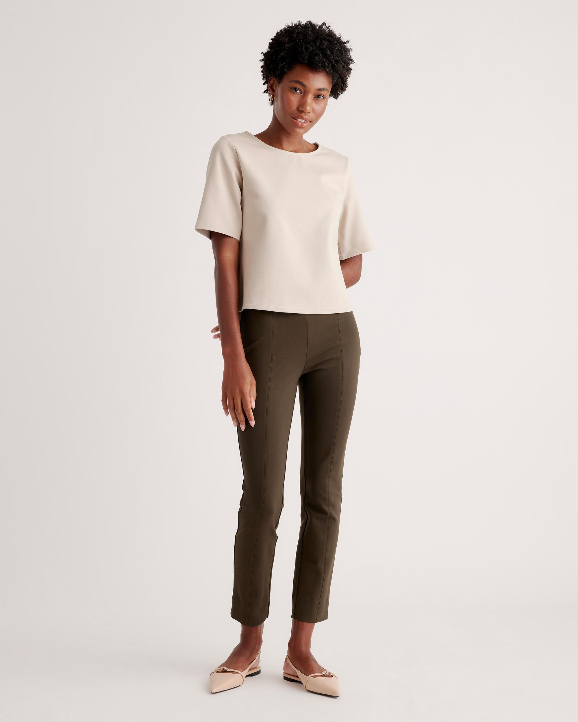 Quince | Women's Ultra-Stretch Ponte Pintuck Ankle Pants Size XL, Rayon Product Image