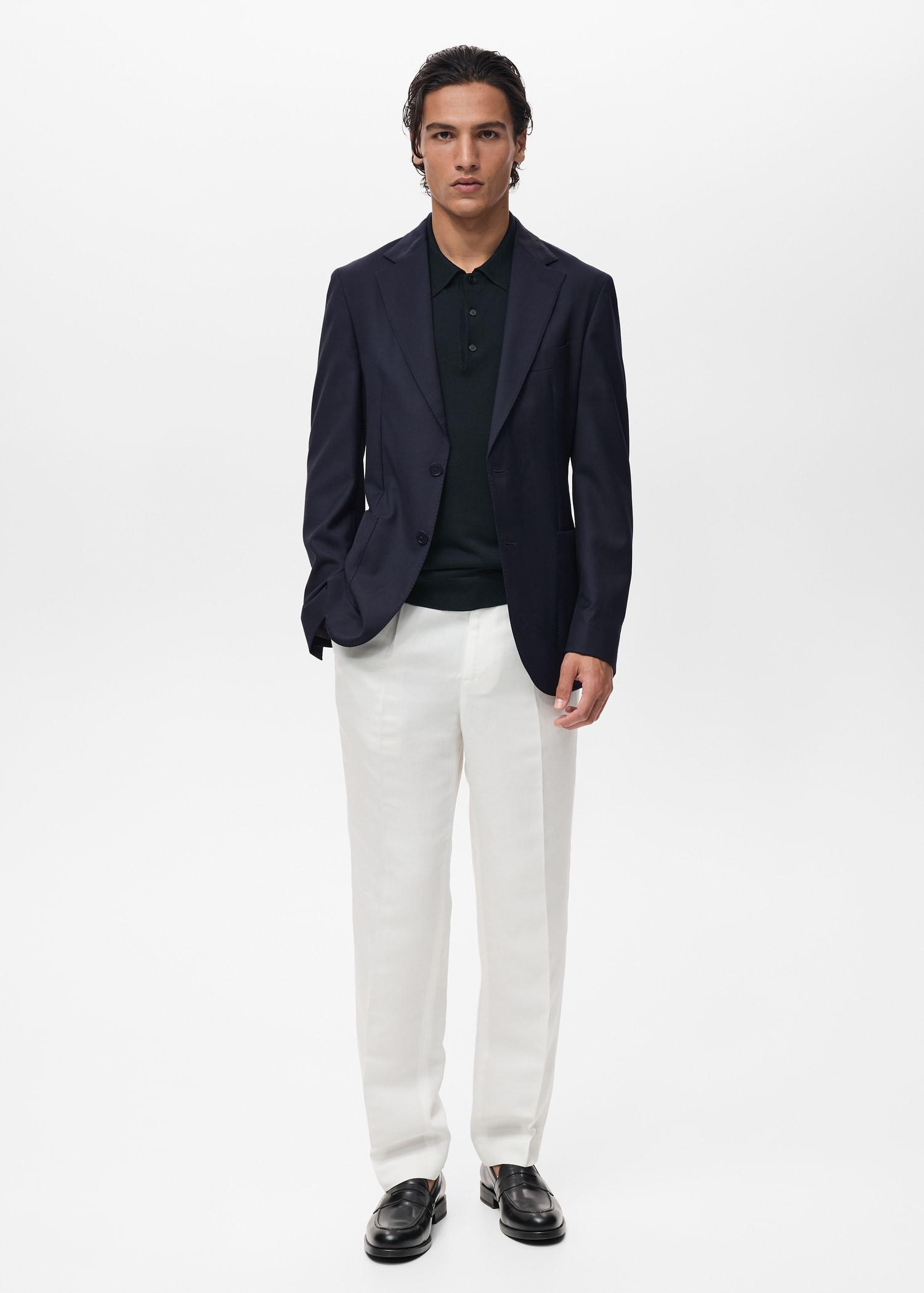Slim-fit blazer made from 100% cool wool - Men | MANGO USA Product Image