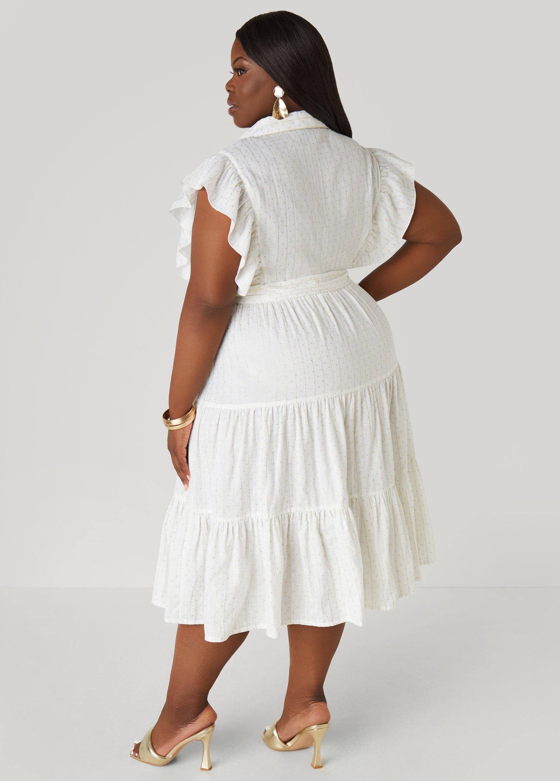 Metallic Print Cotton Midaxi Dress Product Image