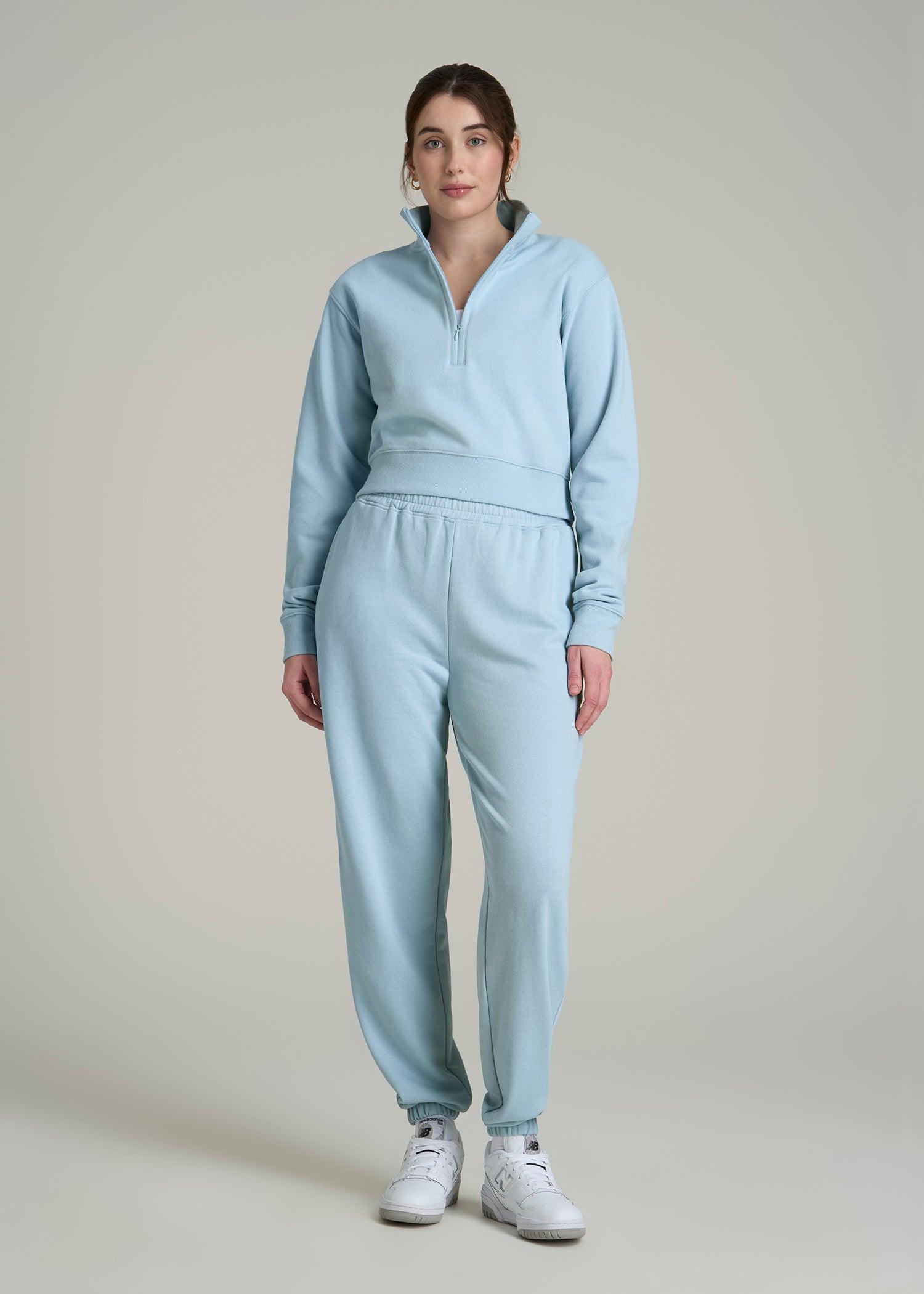 Wearever 2.0 Fleece Half-Zip Cropped Sweatshirt for Tall Women in Ice Blue Product Image
