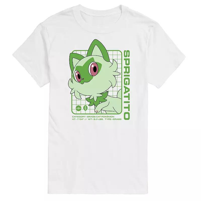 Big & Tall Pokemon Sprigatito Stats Graphic Tee, Mens Product Image