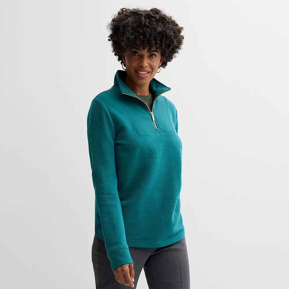 Women's Croft & Barrow® Quarter-Zip Pullover, Size: Medium, Wetlands Product Image