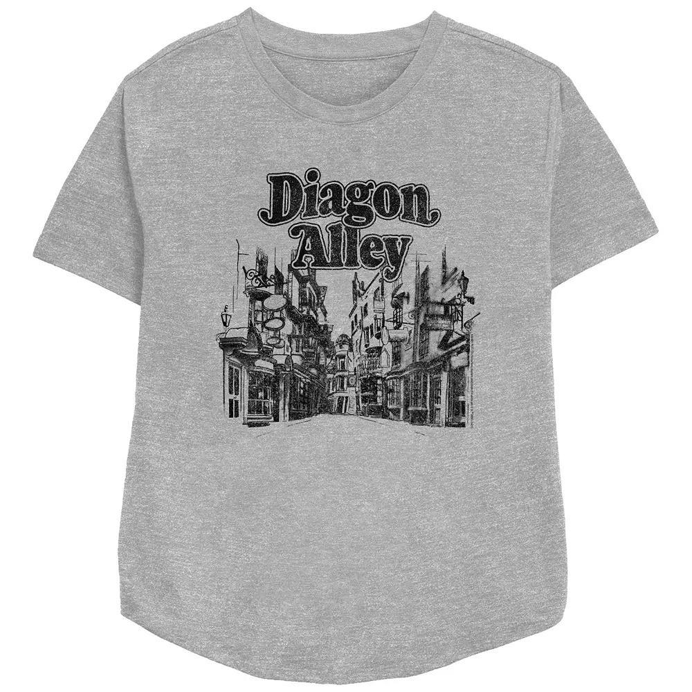 Women's Harry Potter Diagon Alley Relaxed Fit Graphic Tee, Girl's, Size: Large, Athletic Grey Product Image