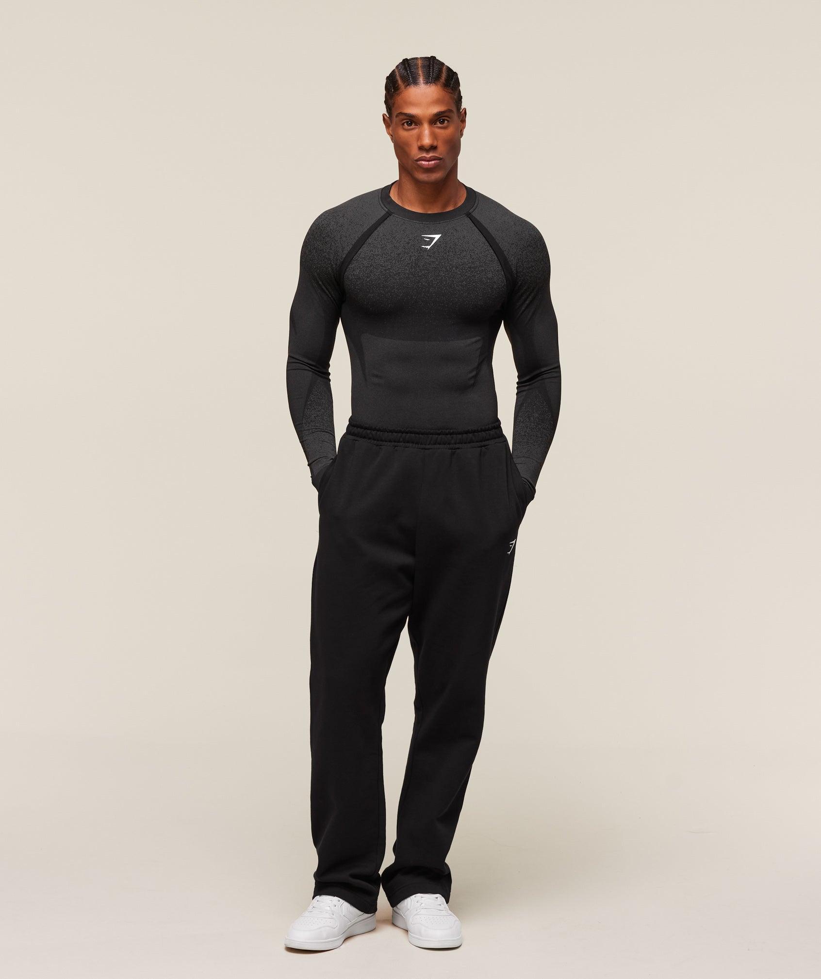 Gymshark Shadow Seamless Long Sleeve T-Shirt - Black Male Product Image