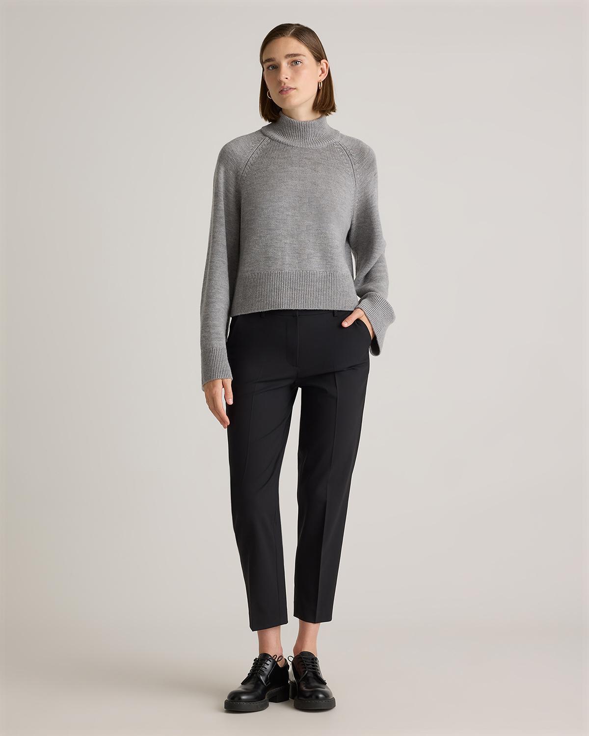 Quince | Women's Australian Merino Wool Cropped Mock Neck Sweater Size XL Product Image