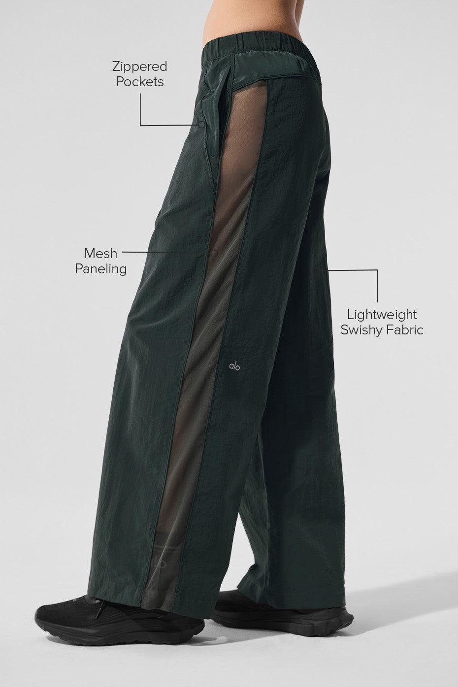 High-Waist Origin Wide Leg Track Pant - Charcoal Green Product Image