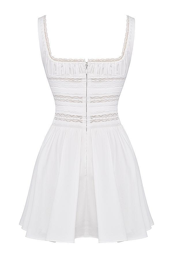 Tiffani  white lace trim mini dress - sale Product Image