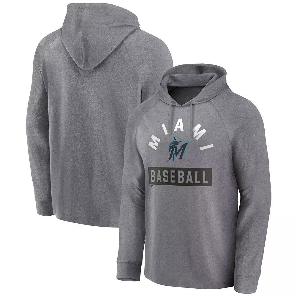 Men's Fanatics Gray Miami Marlins No Time Off Raglan Pullover Hoodie, Size: 2XL, Grey Product Image