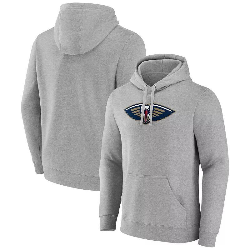Men's Fanatics Branded  Heather Gray New Orleans Pelicans Primary Logo Pullover Hoodie, Size: 4XL, Grey Product Image