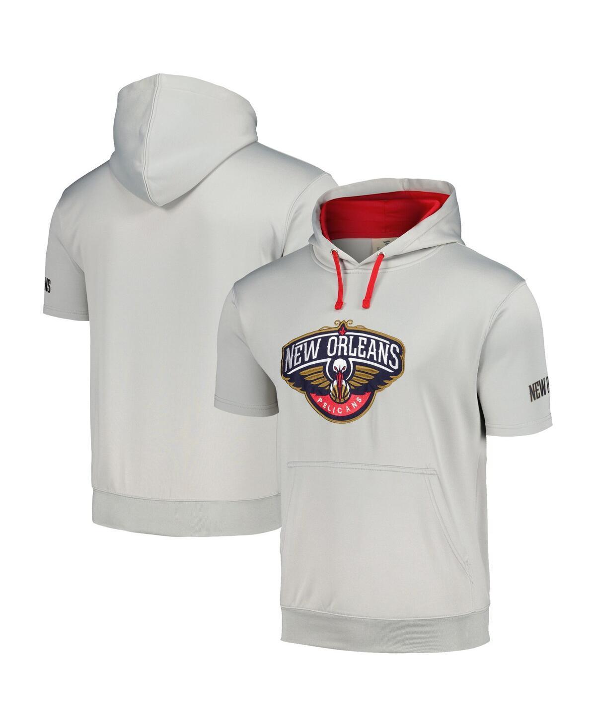 Men's Fanatics Branded Silver/Red New Orleans Pelicans Short Sleeve Pullover Hoodie, Size: Medium Product Image