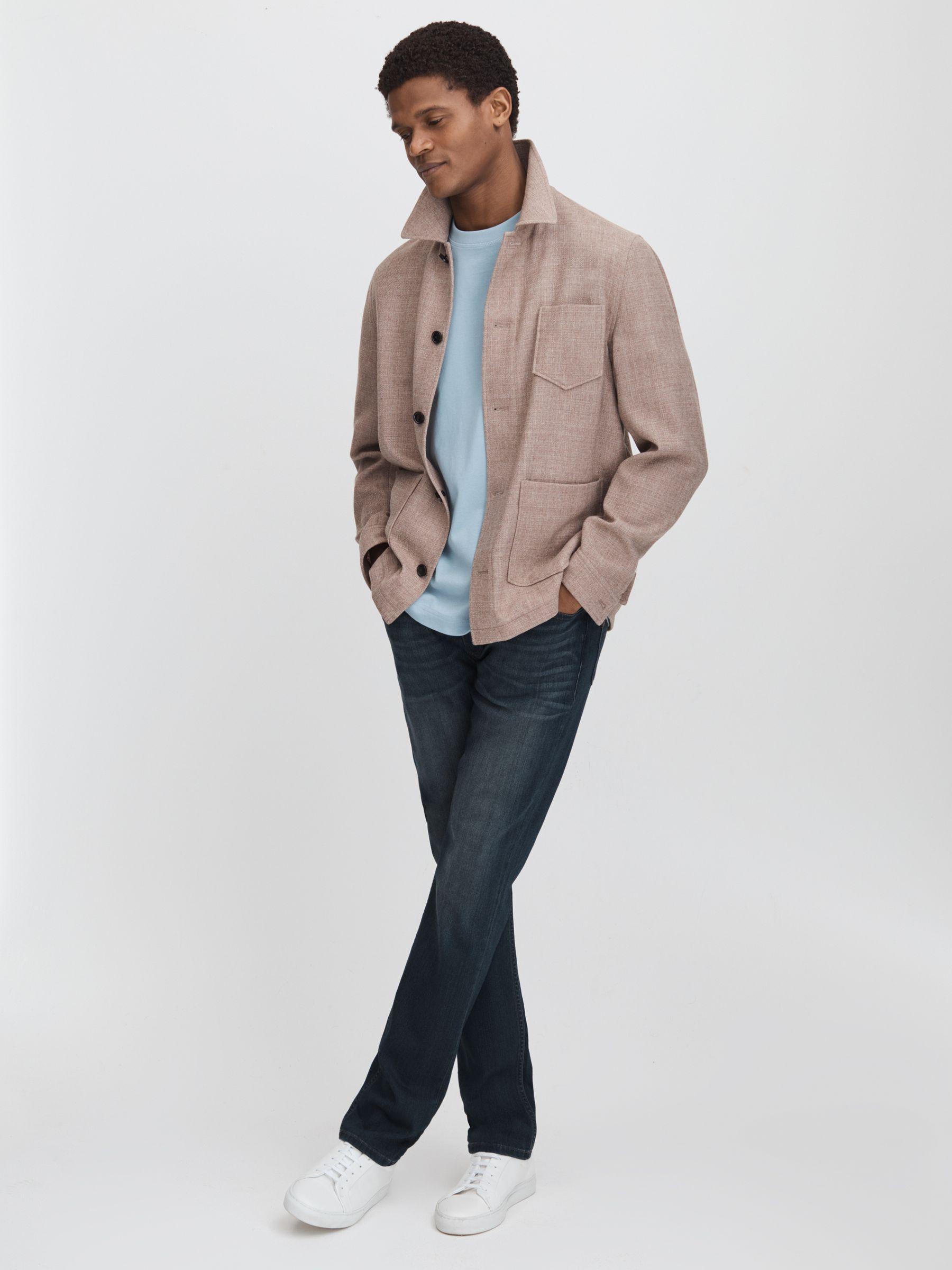 Paige Blue Straight Leg Jeans in Blue Product Image
