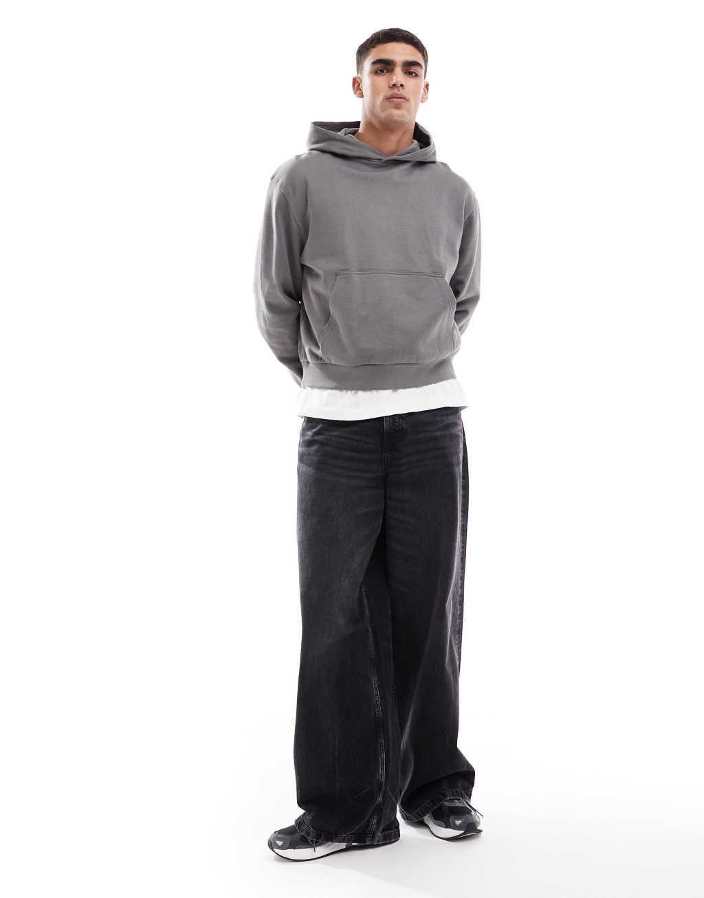 ASOS DESIGN oversized hoodie with photographic back print in charcoal Product Image