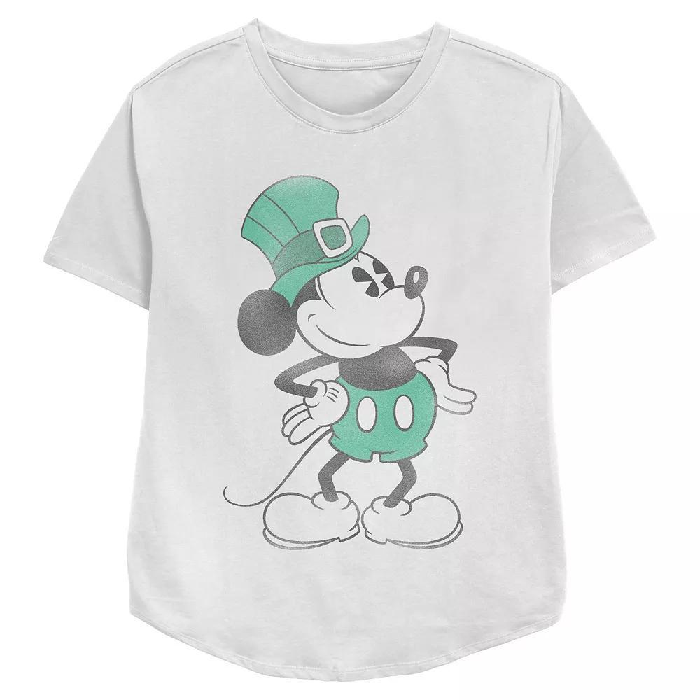 Disney's Mickey Mouse St. Patrick's Day Vintage Fashion Women's Relaxed Fit Graphic Tee, Size: Small, White Product Image
