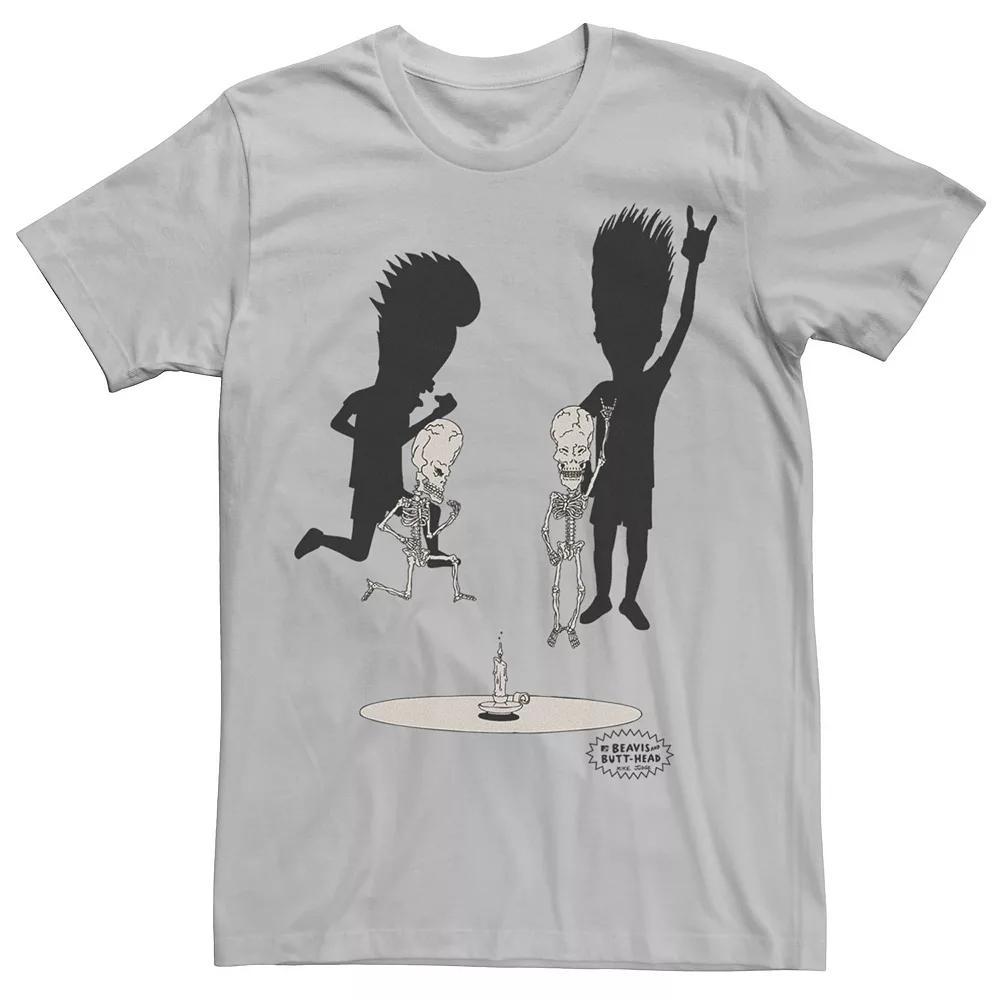 Men's Beavis and Butthead Skeletons Rocking Out Portrait Tee, Size: XXL, Red Grey Product Image