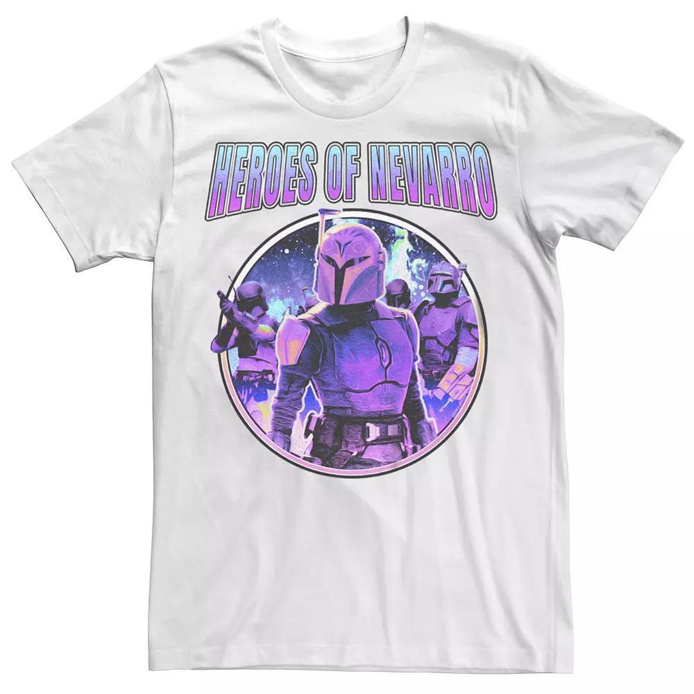 Men's Star Wars The Mandalorian Bo-Katan Heroes of Nevarro Neon Circle Graphic Tee, Size: Medium, White Product Image