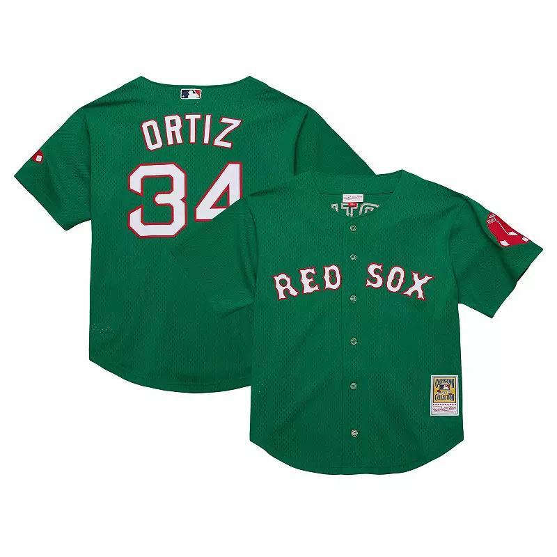 Men's Mitchell & Ness David Ortiz Kelly Green Boston Red Sox Cooperstown Collection Mesh Batting Practice Jersey, Size: Large Product Image