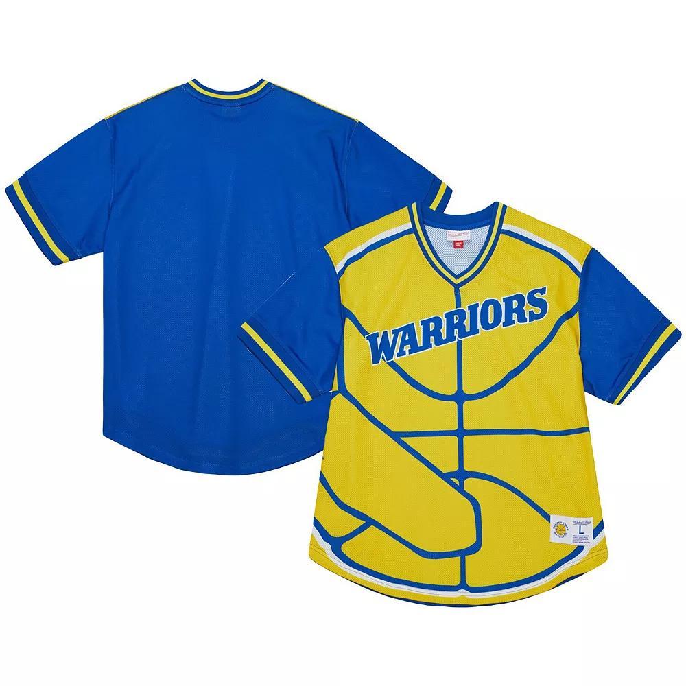 Men's Mitchell & Ness  Gold Golden State Warriors Jumbotron 3.0 Mesh V-Neck T-Shirt, Size: 3XL Product Image
