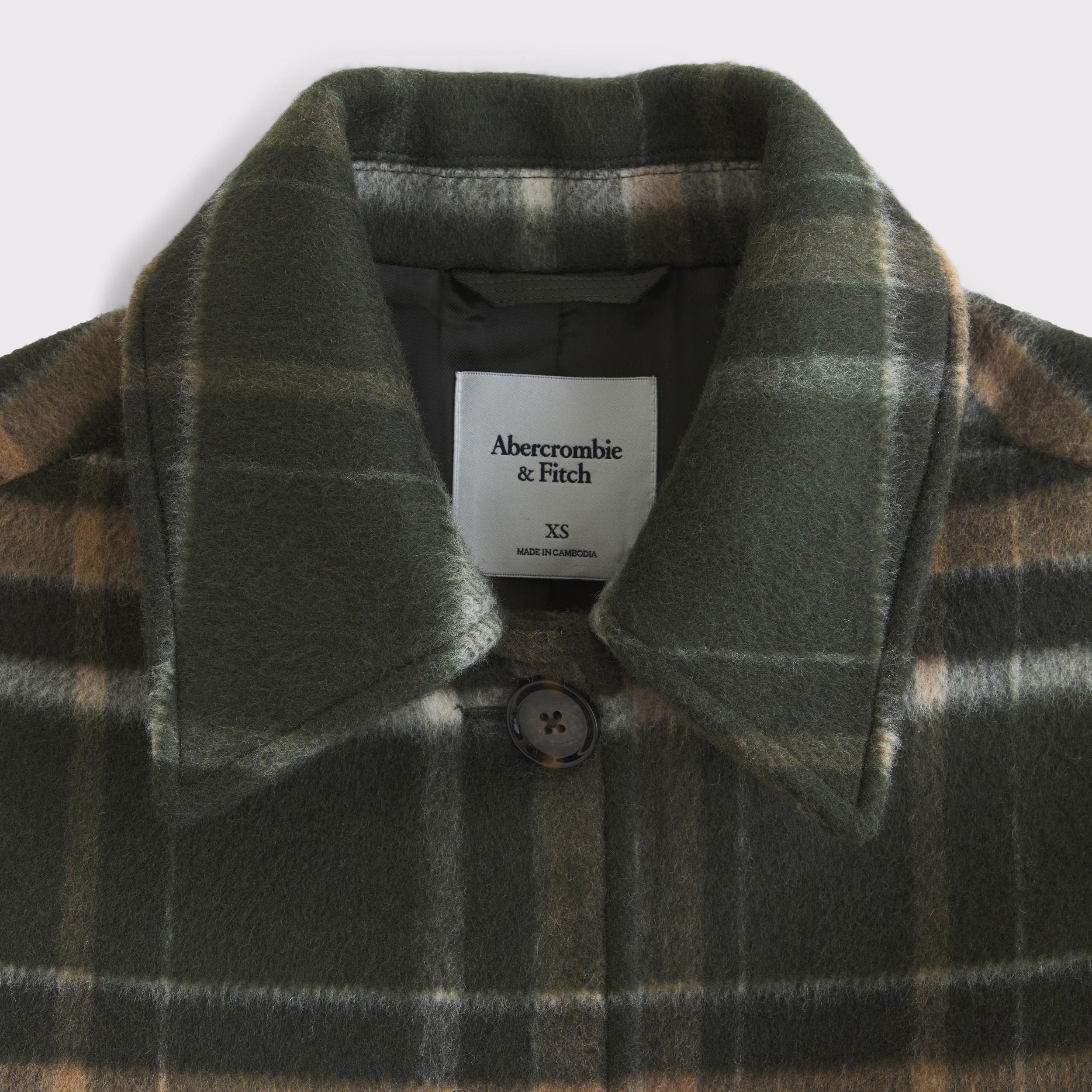 Short Button-Through Wool-Blend Coat Product Image