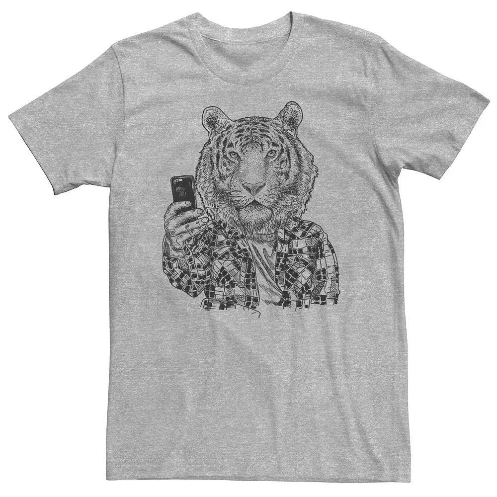 Big & Tall Trendy Tiger Selfie Tee, Men's, Size: 3XL Tall, Athletic Grey Product Image